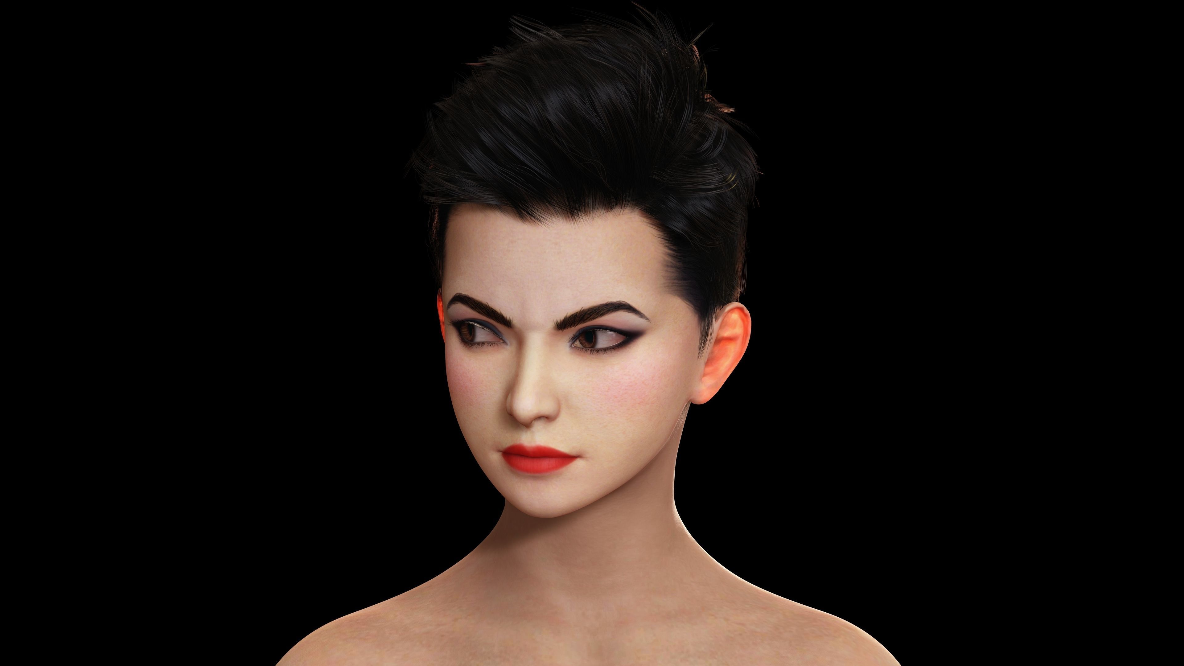 Pixie Casual Girl - Model with Full Rig and Facial Controls Low-poly 3D model_11