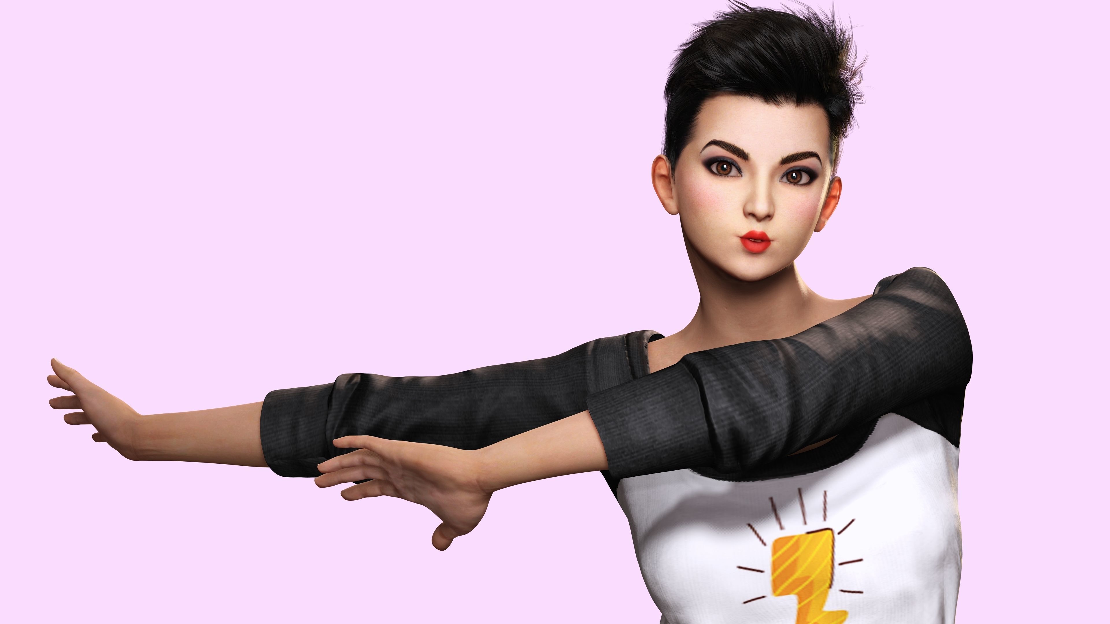 Pixie Casual Girl - Model with Full Rig and Facial Controls Low-poly 3D model_19