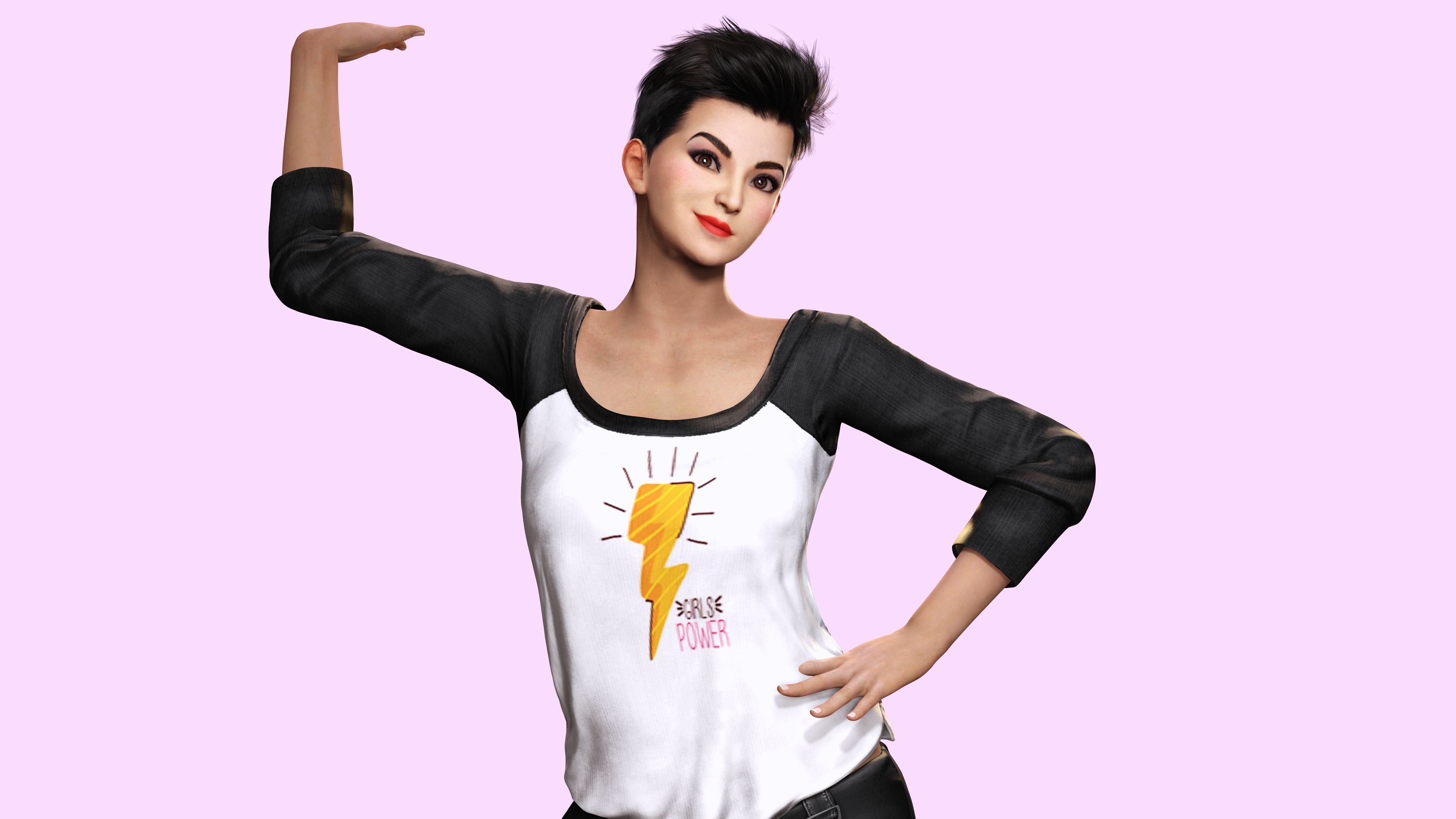 Pixie Casual Girl - Model with Full Rig and Facial Controls Low-poly 3D model_21