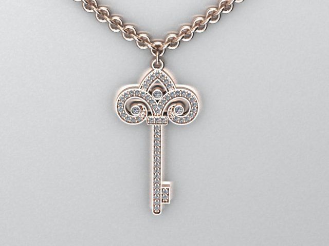 key pendant 3D print model_2