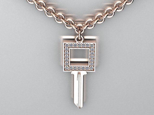 key pendant 3D print model_2