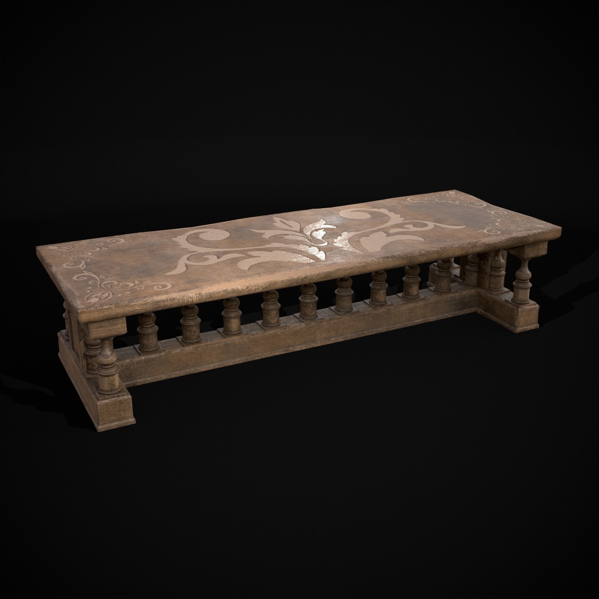 Long Renaissance Table Low-poly 3D model_13