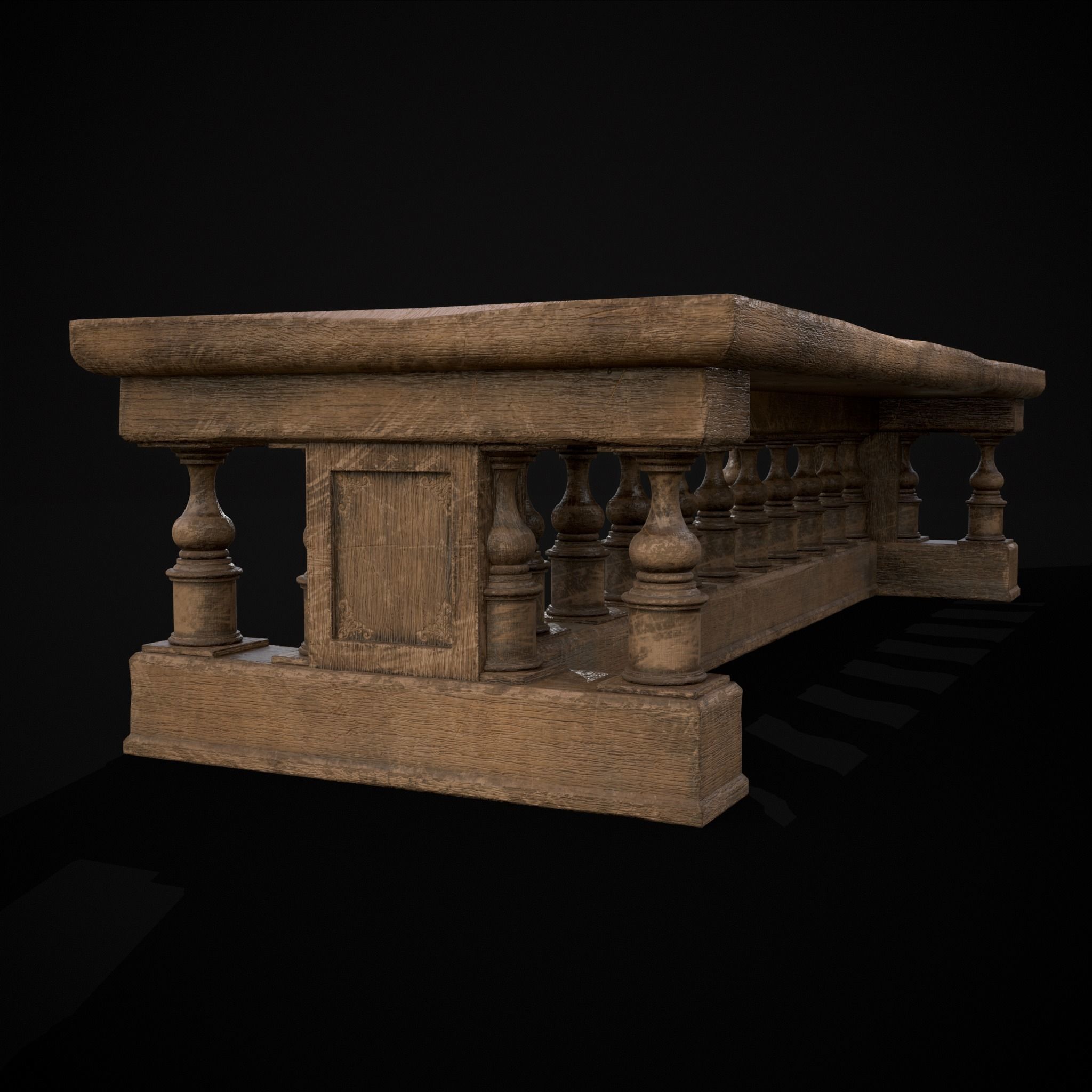 Long Renaissance Table Low-poly 3D model_9