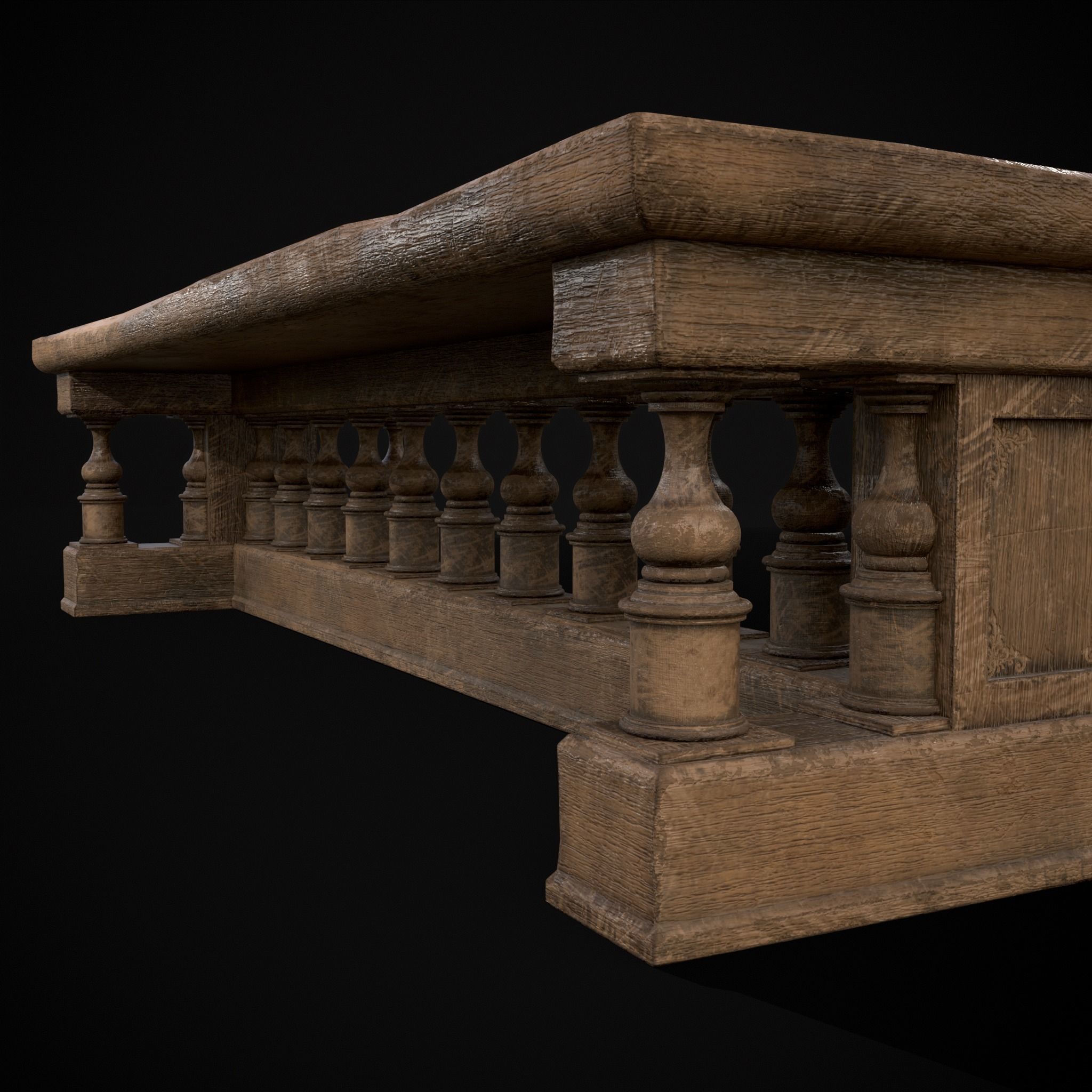Long Renaissance Table Low-poly 3D model_17