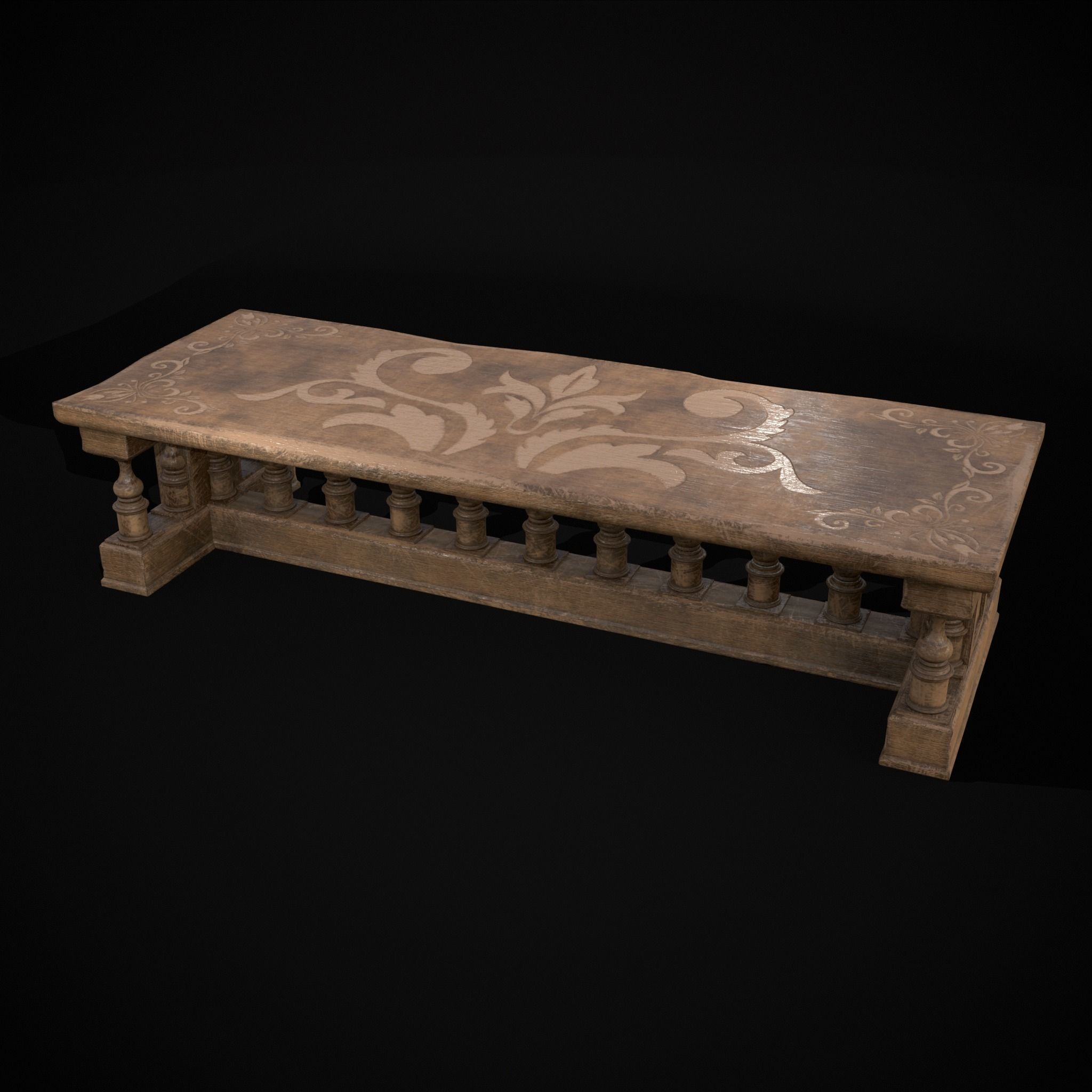 Long Renaissance Table Low-poly 3D model_39