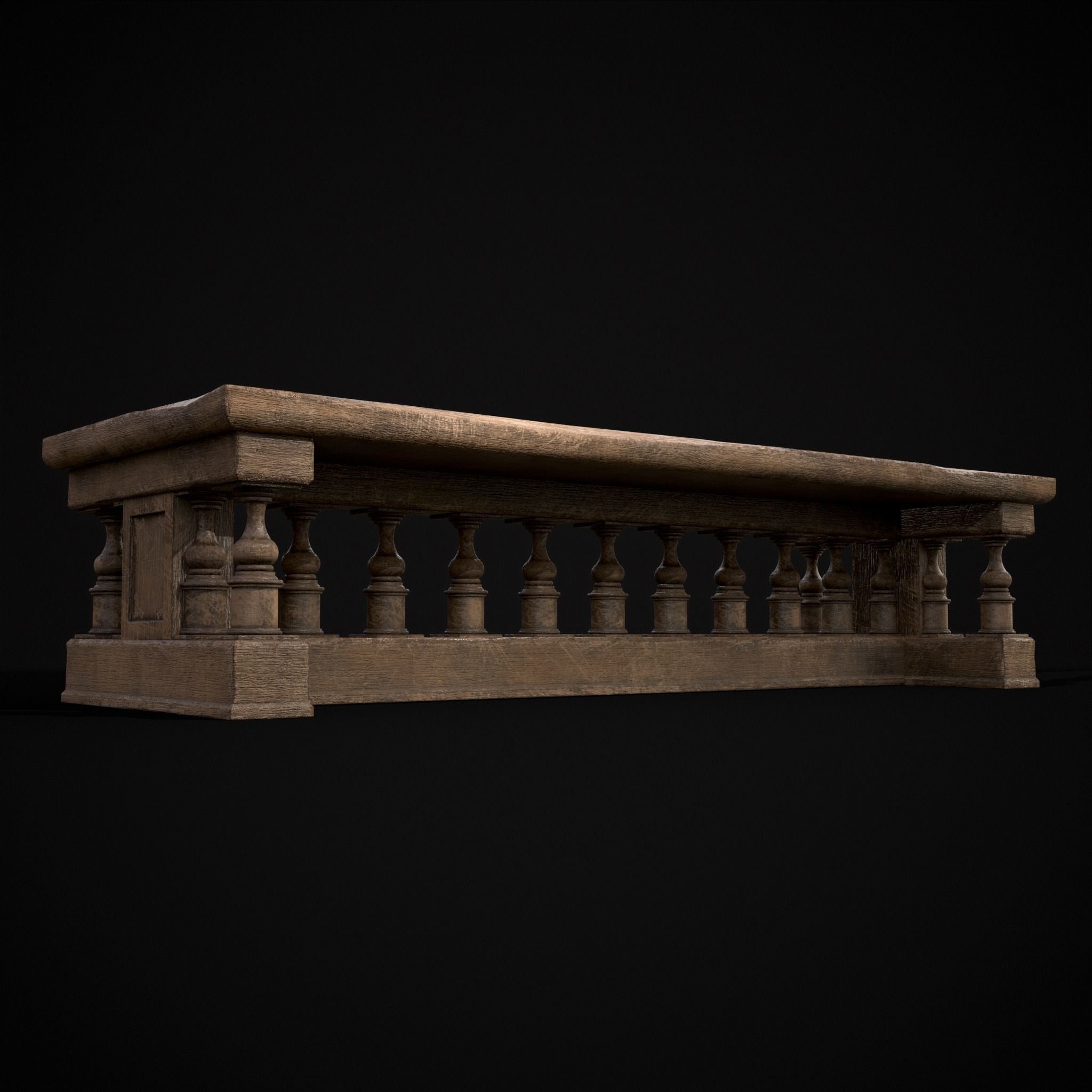 Long Renaissance Table Low-poly 3D model_19