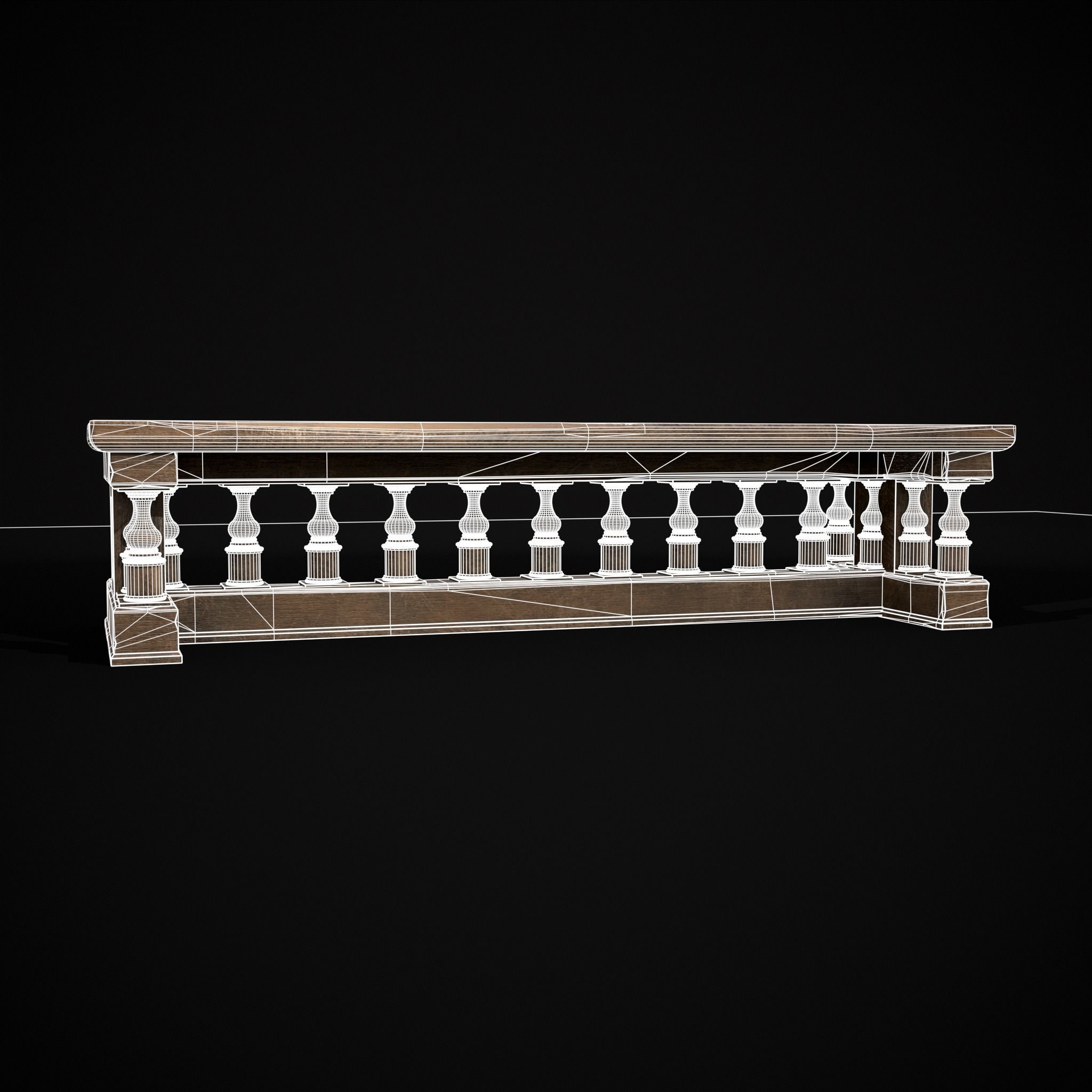 Long Renaissance Table Low-poly 3D model_30
