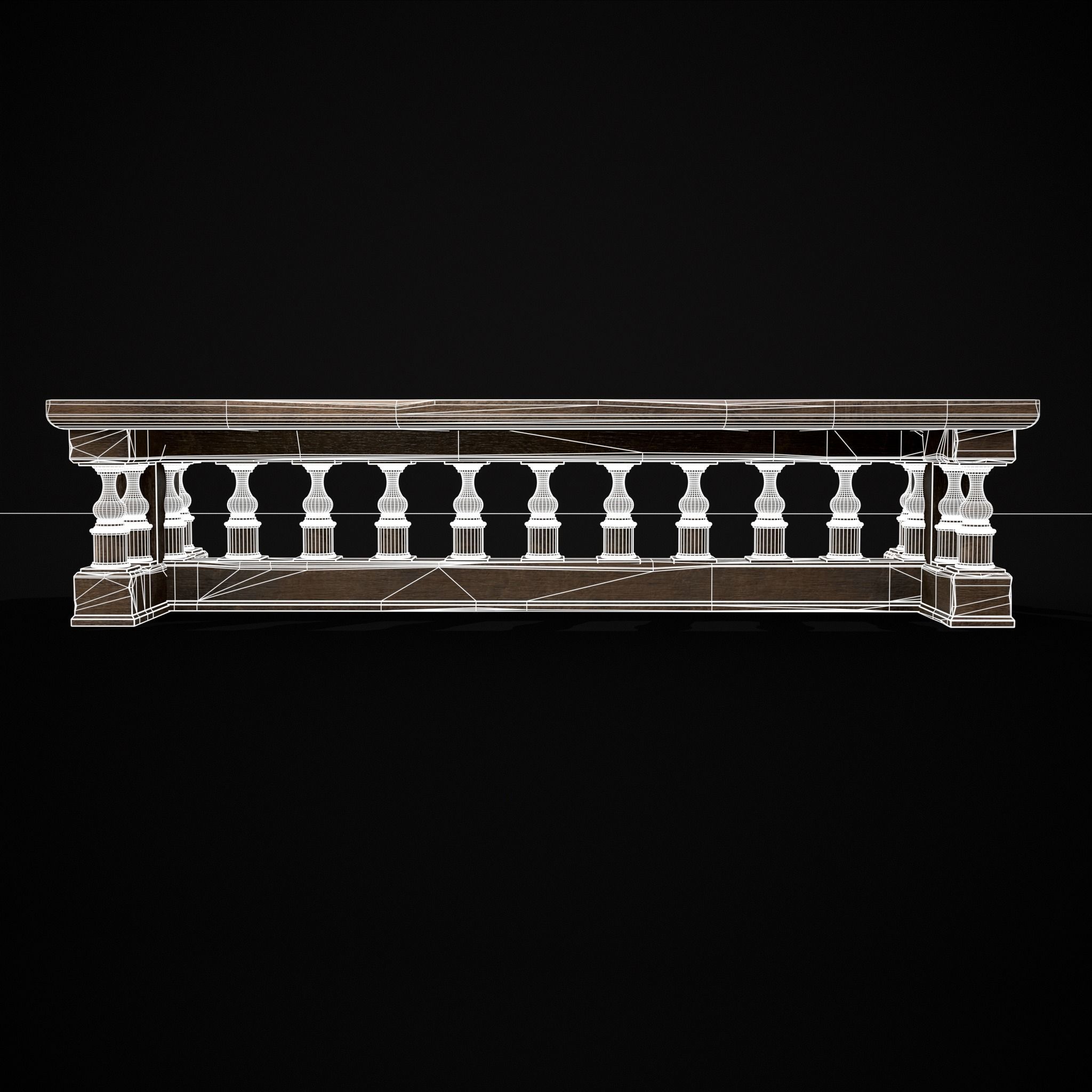 Long Renaissance Table Low-poly 3D model_8