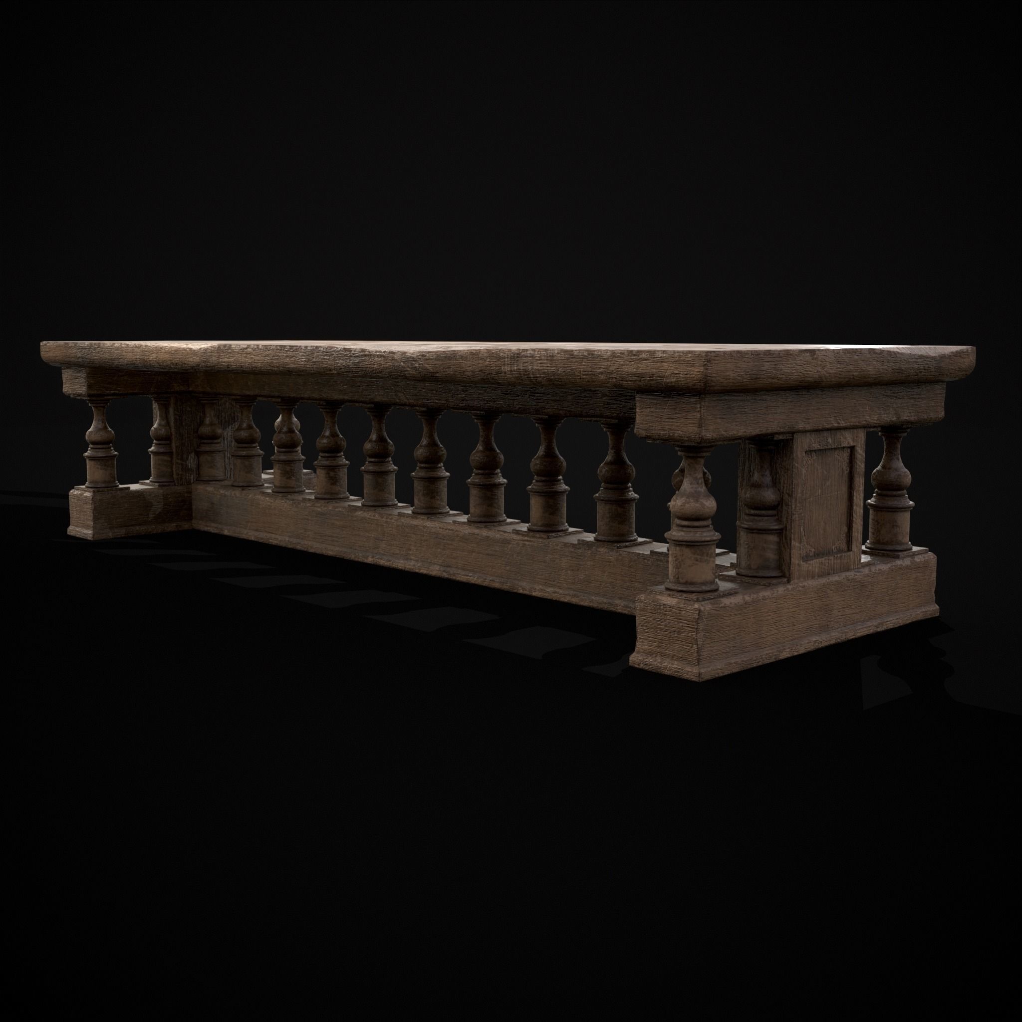 Long Renaissance Table Low-poly 3D model_23