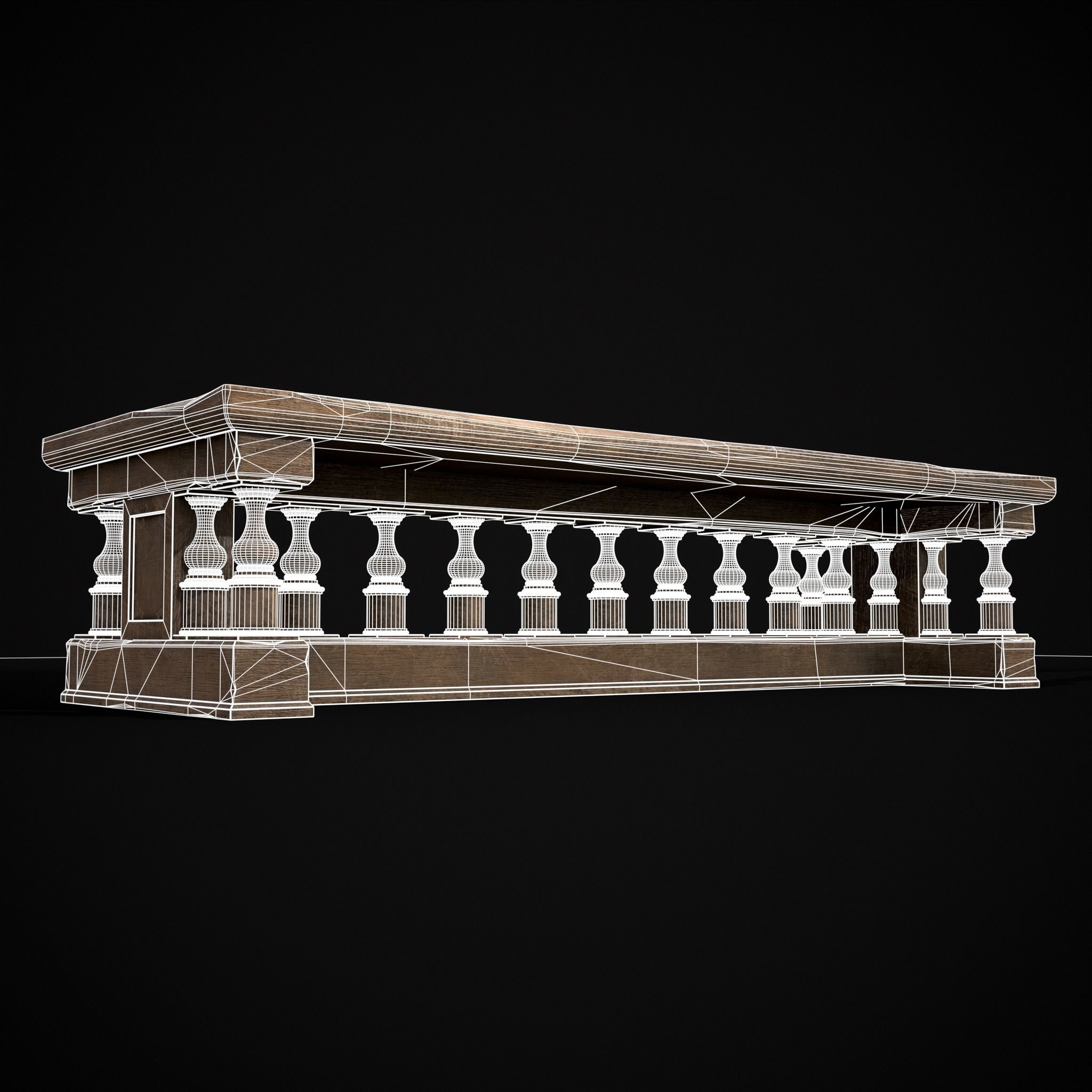 Long Renaissance Table Low-poly 3D model_20