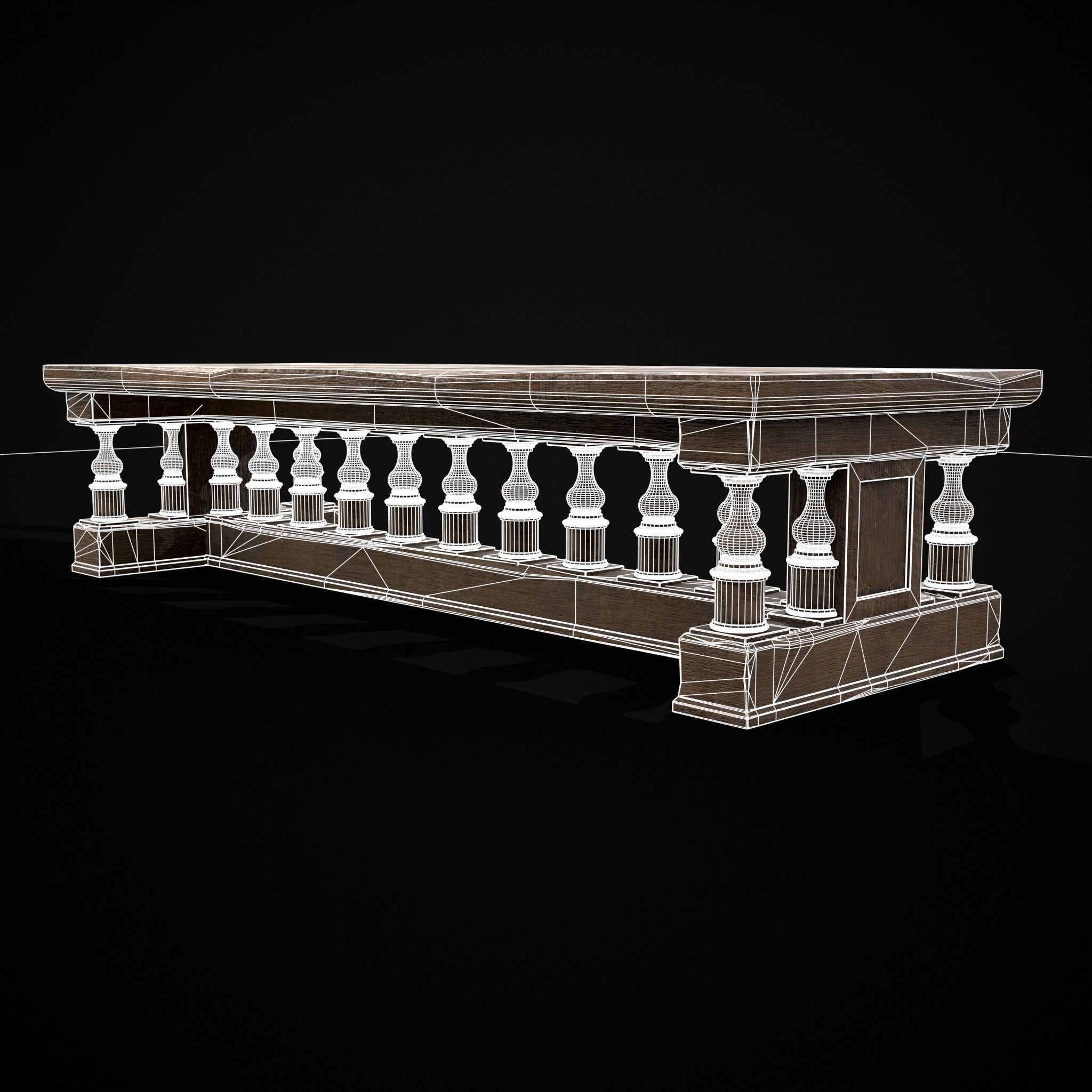 Long Renaissance Table Low-poly 3D model_24