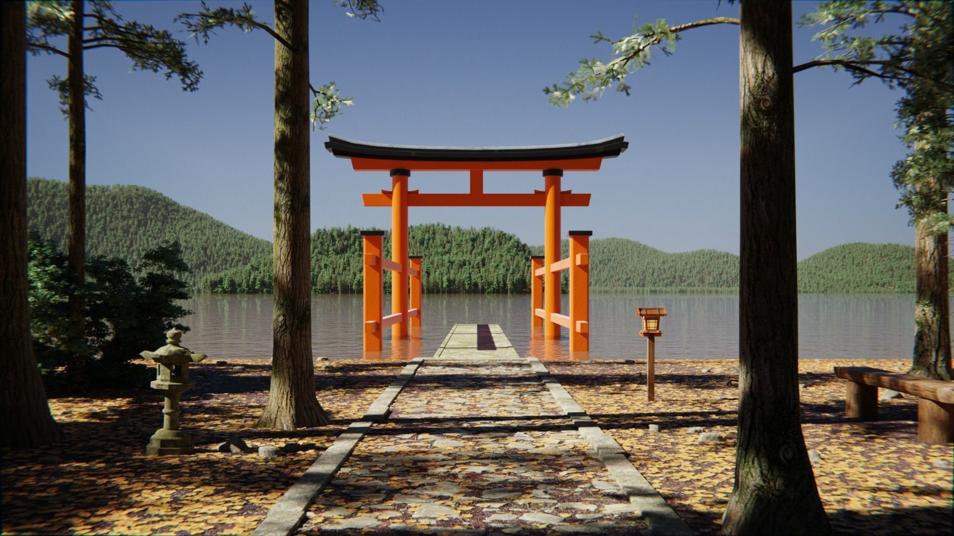 Japanese Bamboo Path 3d Scene 3D model_2