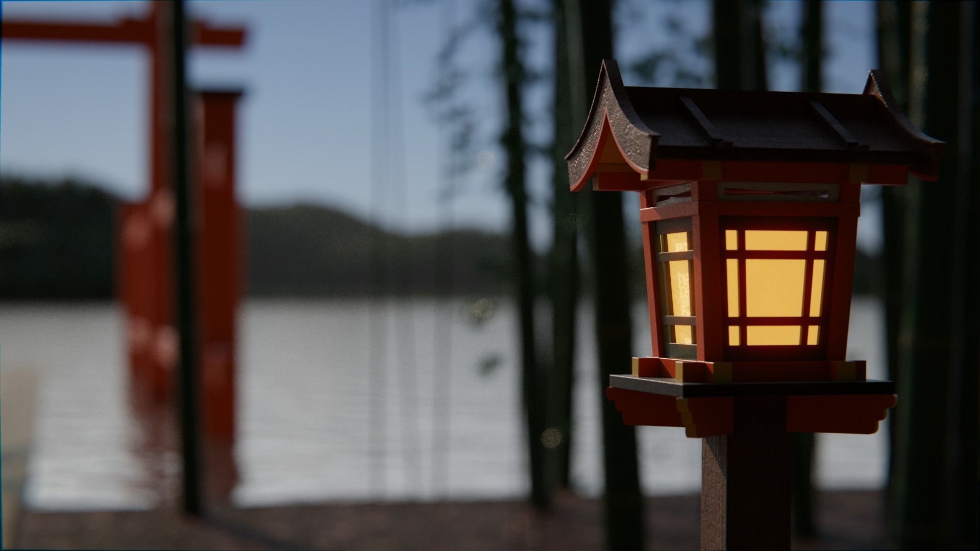 Japanese Bamboo Path 3d Scene 3D model_15