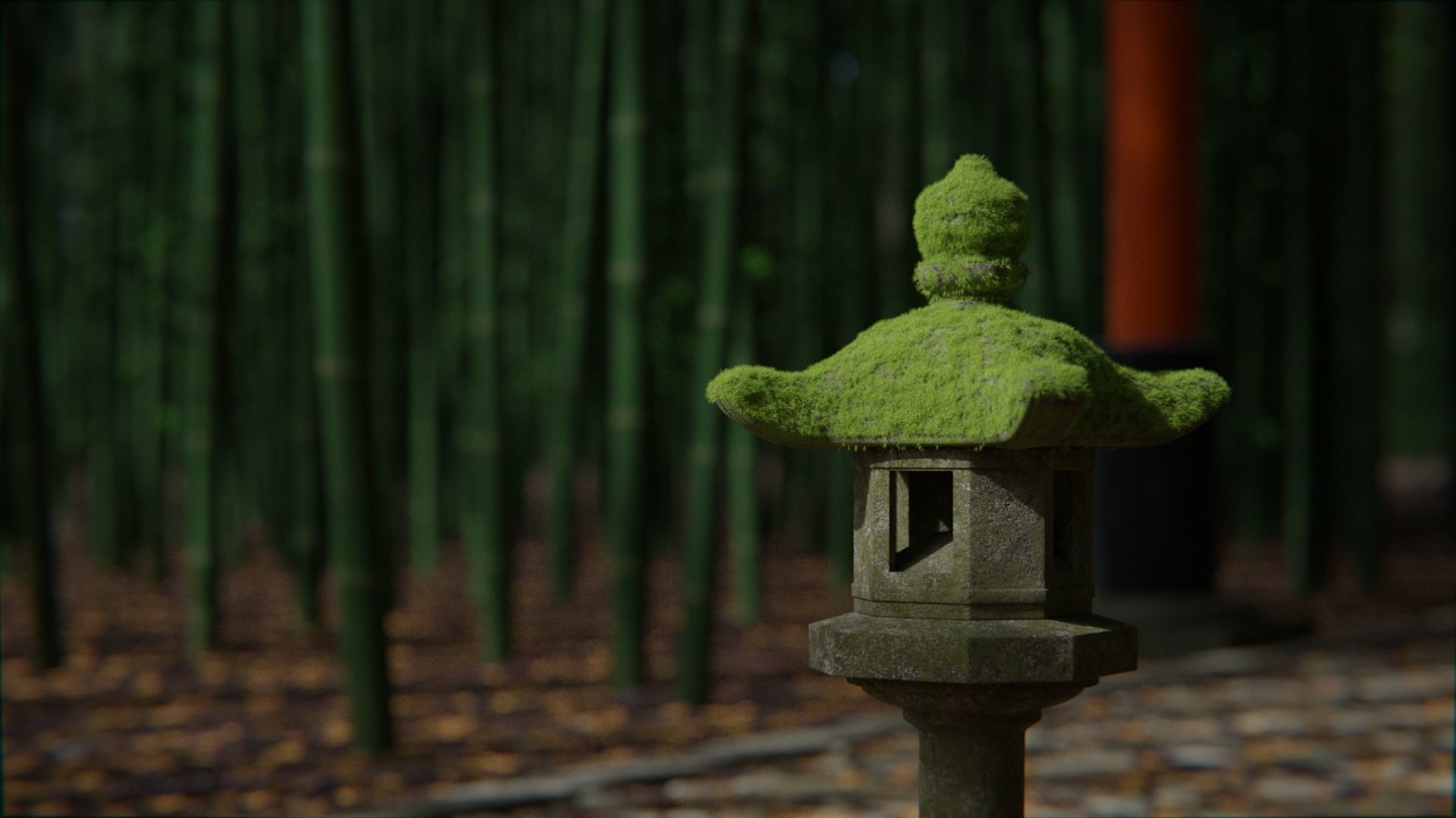 Japanese Bamboo Path 3d Scene 3D model_8