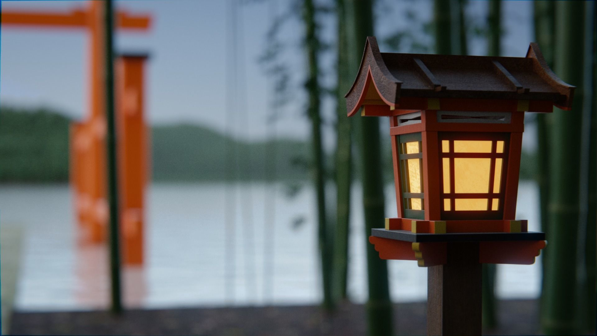 Japanese Bamboo Path 3d Scene 3D model_3