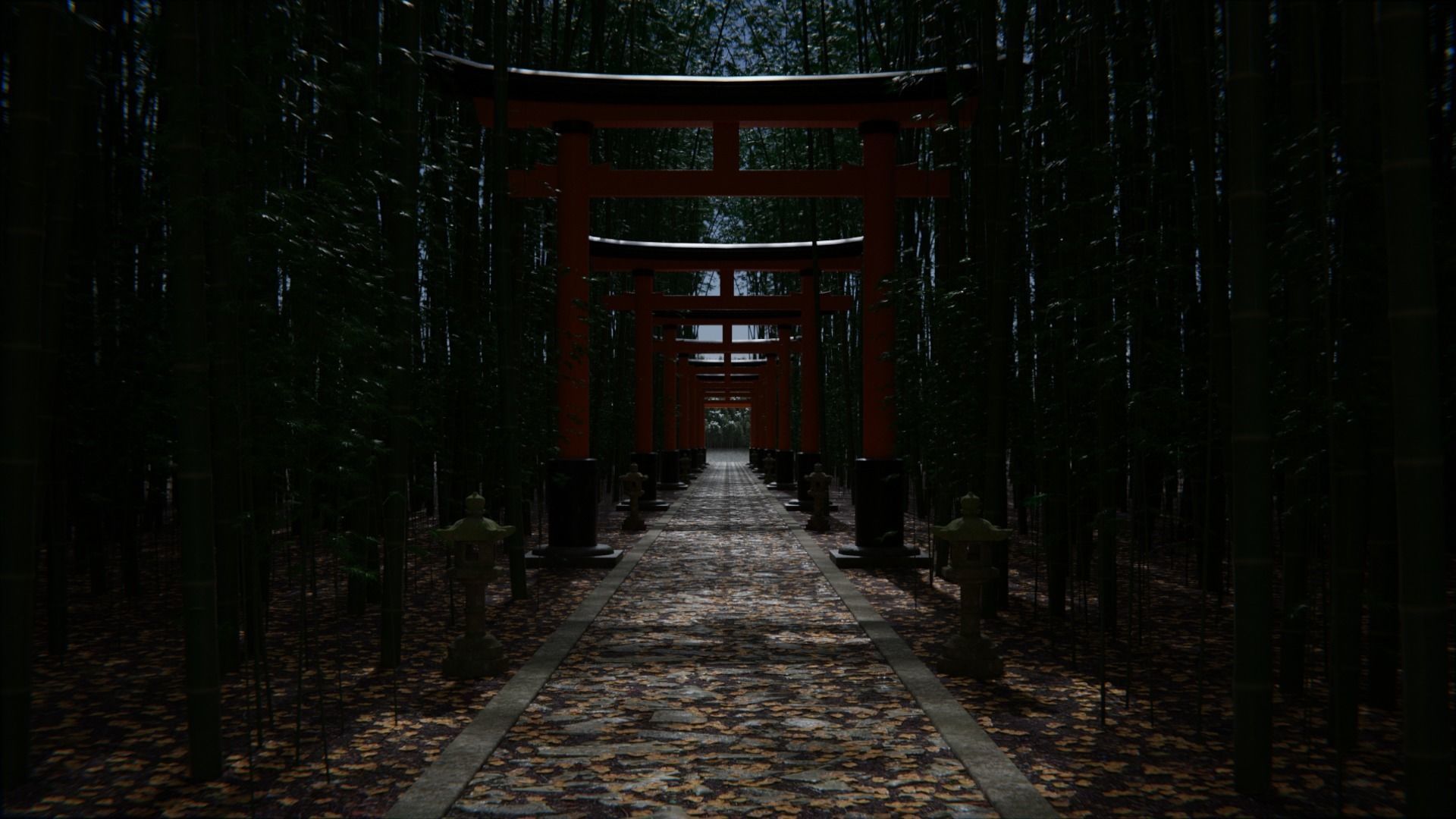 Japanese Bamboo Path 3d Scene 3D model_11