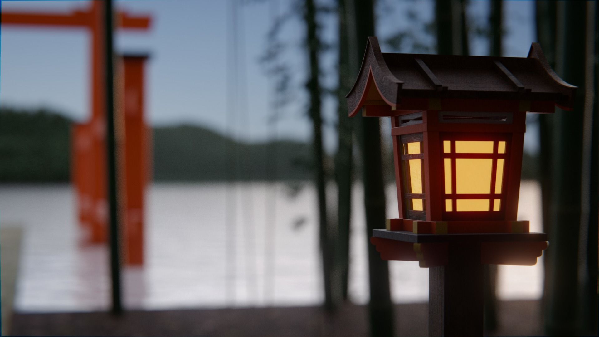Japanese Bamboo Path 3d Scene 3D model_7