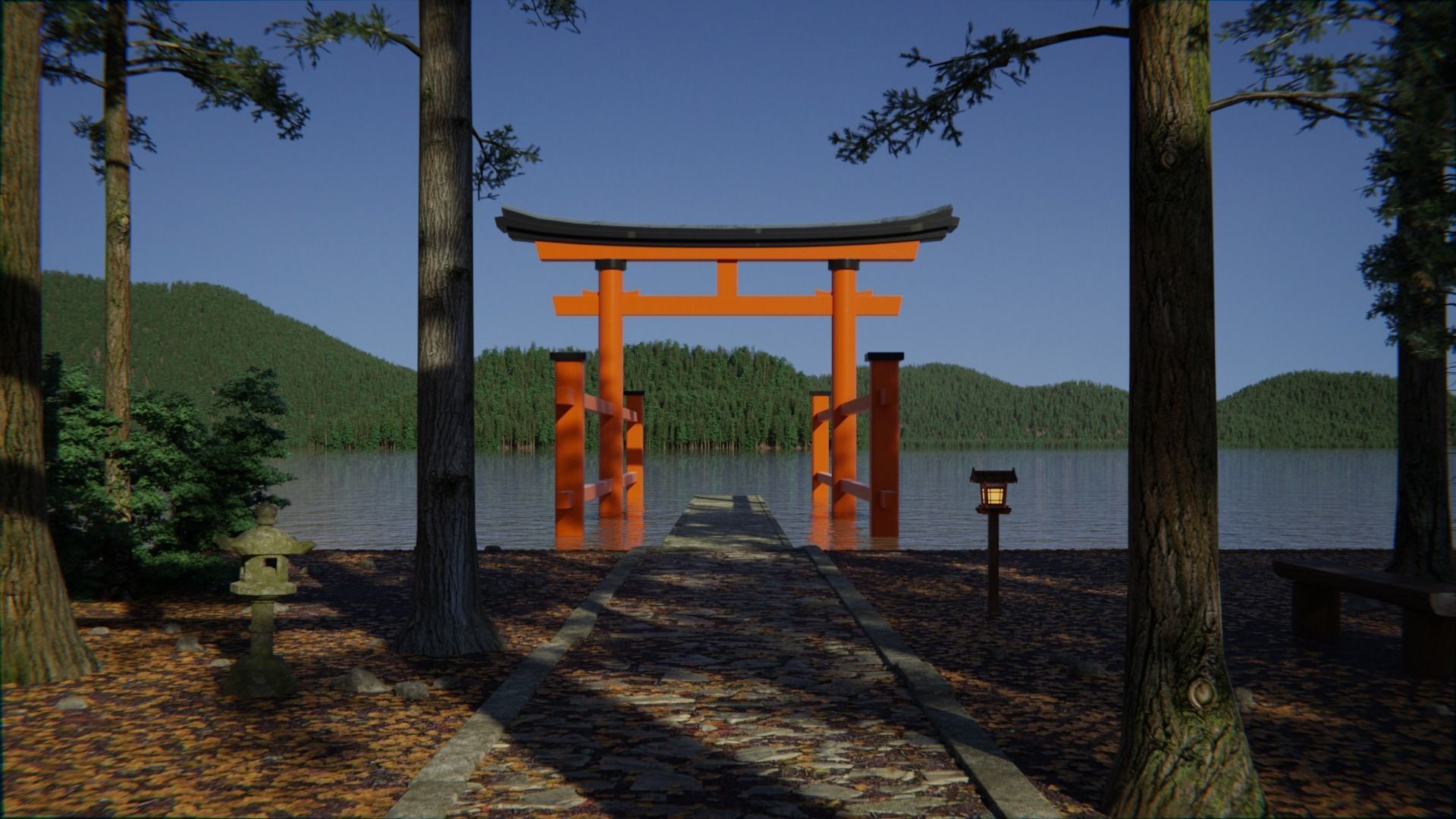 Japanese Bamboo Path 3d Scene 3D model_13