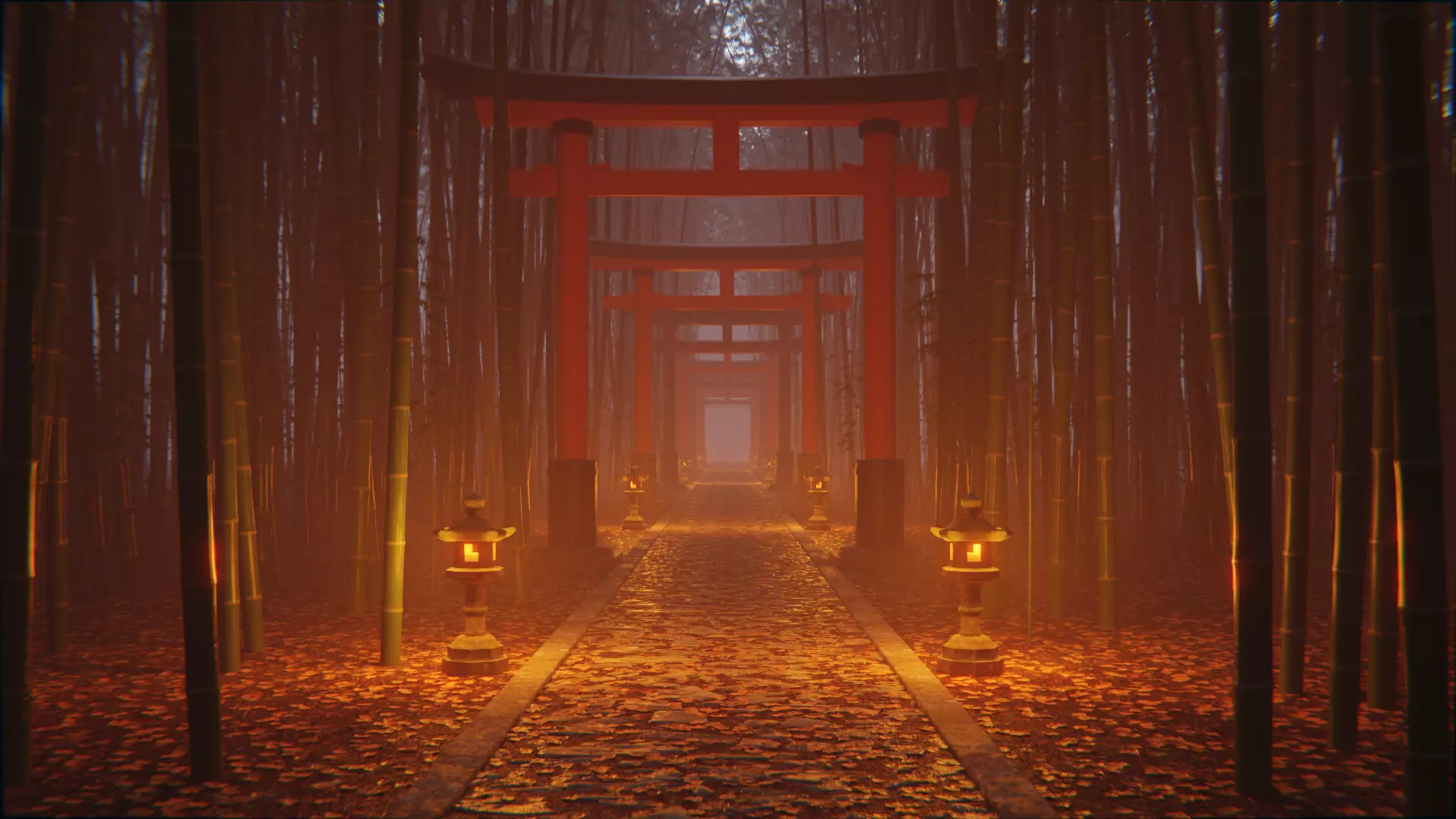 Japanese Bamboo Path 3d Scene 3D model_0