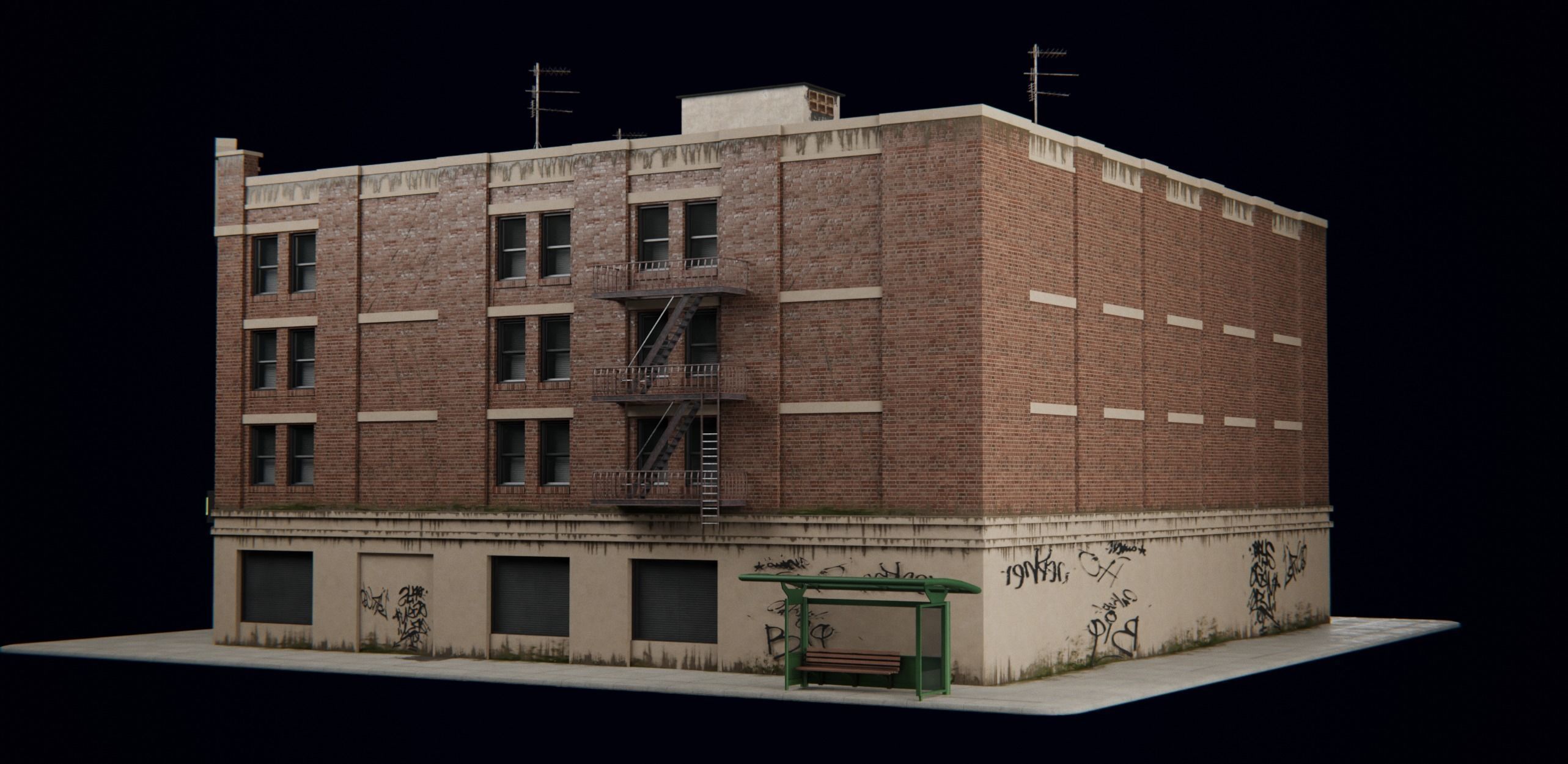 New York Building kit v2 Low-poly 3D model_2