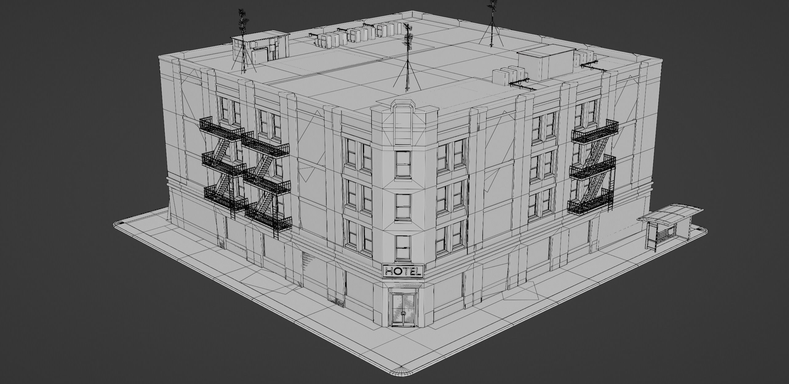 New York Building kit v2 Low-poly 3D model_6