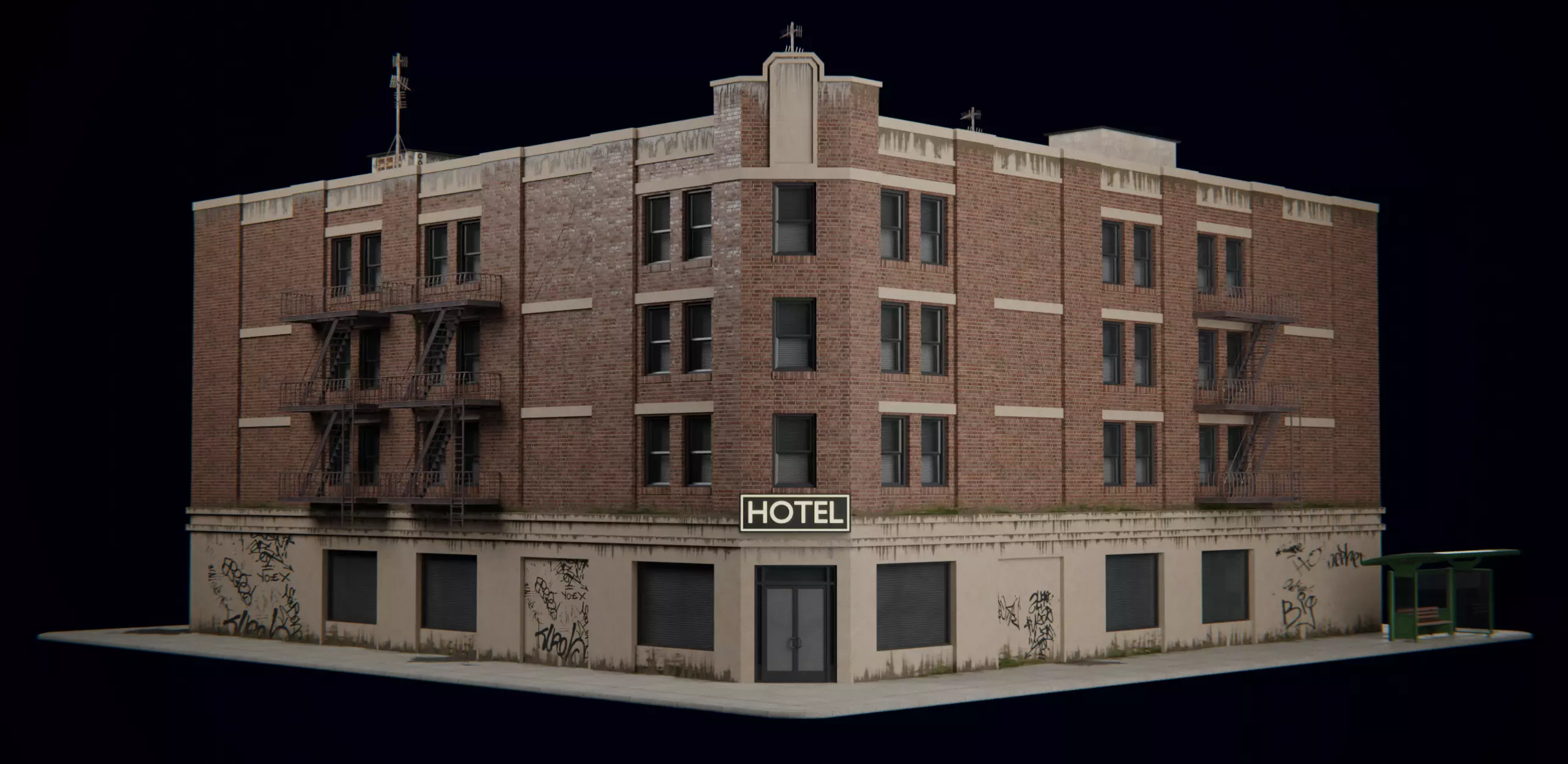 New York Building kit v2 Low-poly 3D model_0