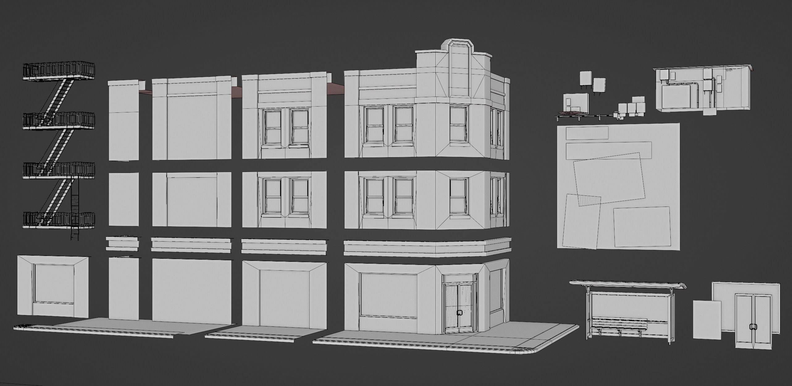 New York Building kit v2 Low-poly 3D model_11