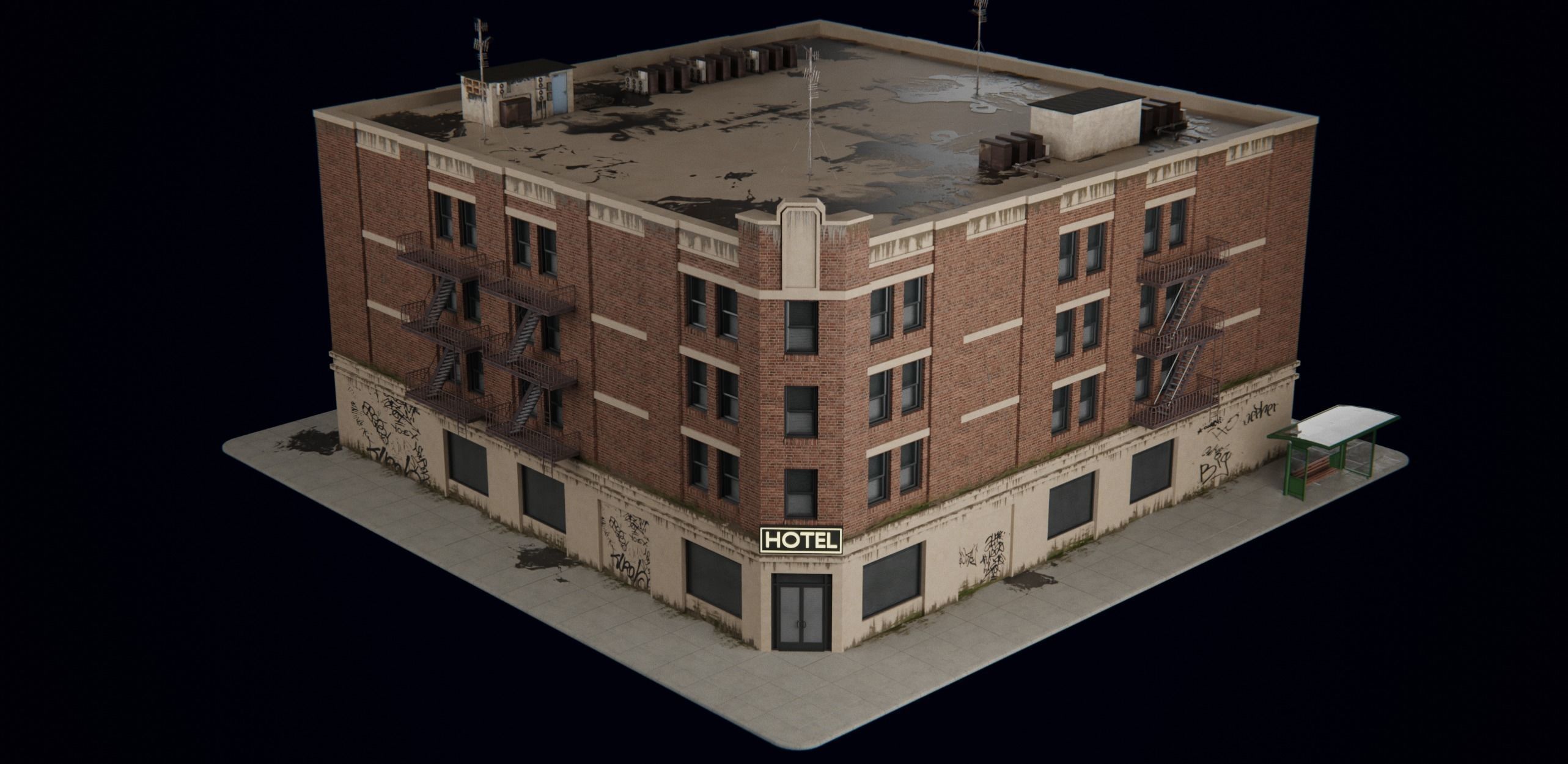 New York Building kit v2 Low-poly 3D model_1