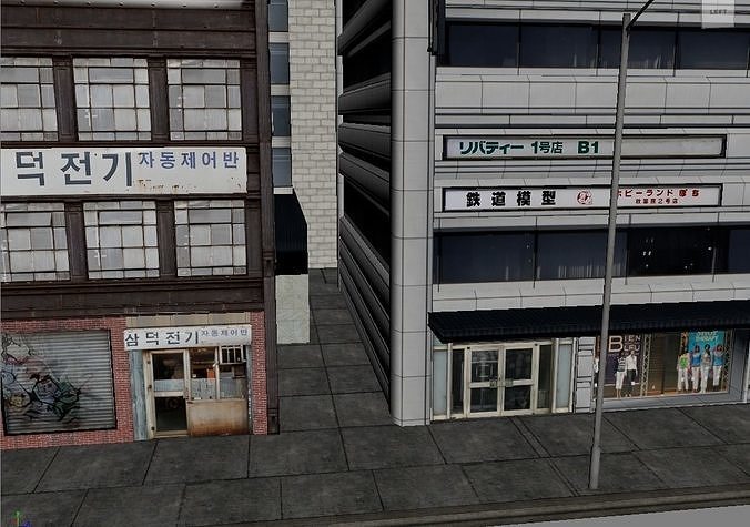 US Low Poly Game and Animation Ready City 3D model Low-poly 3D model 7