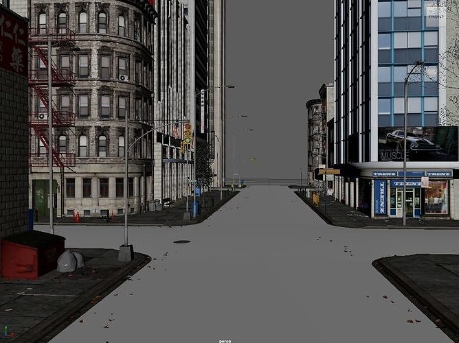 US Low Poly Game and Animation Ready City 3D model Low-poly 3D model 3