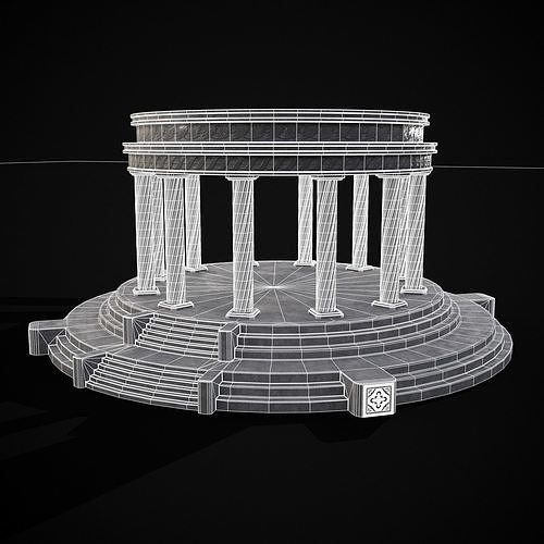 Solomonic Inspired Pergola Low-poly 3D model 2