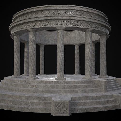 Solomonic Inspired Pergola Low-poly 3D model 7