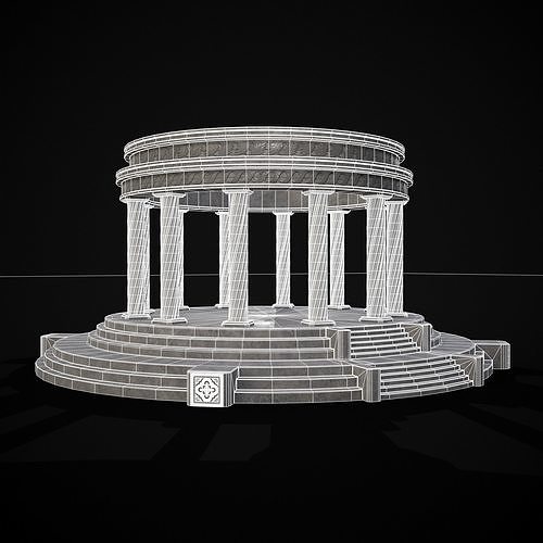Solomonic Inspired Pergola Low-poly 3D model 4