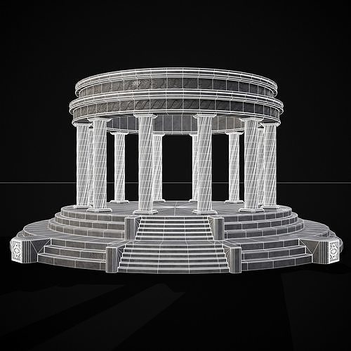 Solomonic Inspired Pergola Low-poly 3D model 6