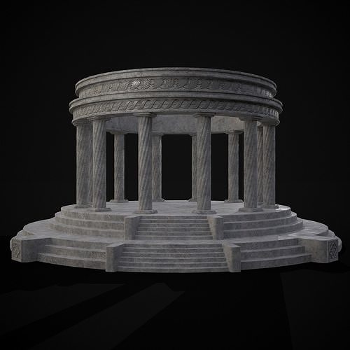 Solomonic Inspired Pergola Low-poly 3D model 5