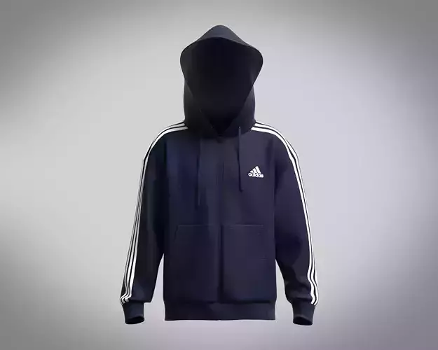 Adidas Essentials Fleece 3-Stripe Full Zip Hoodie 3D model