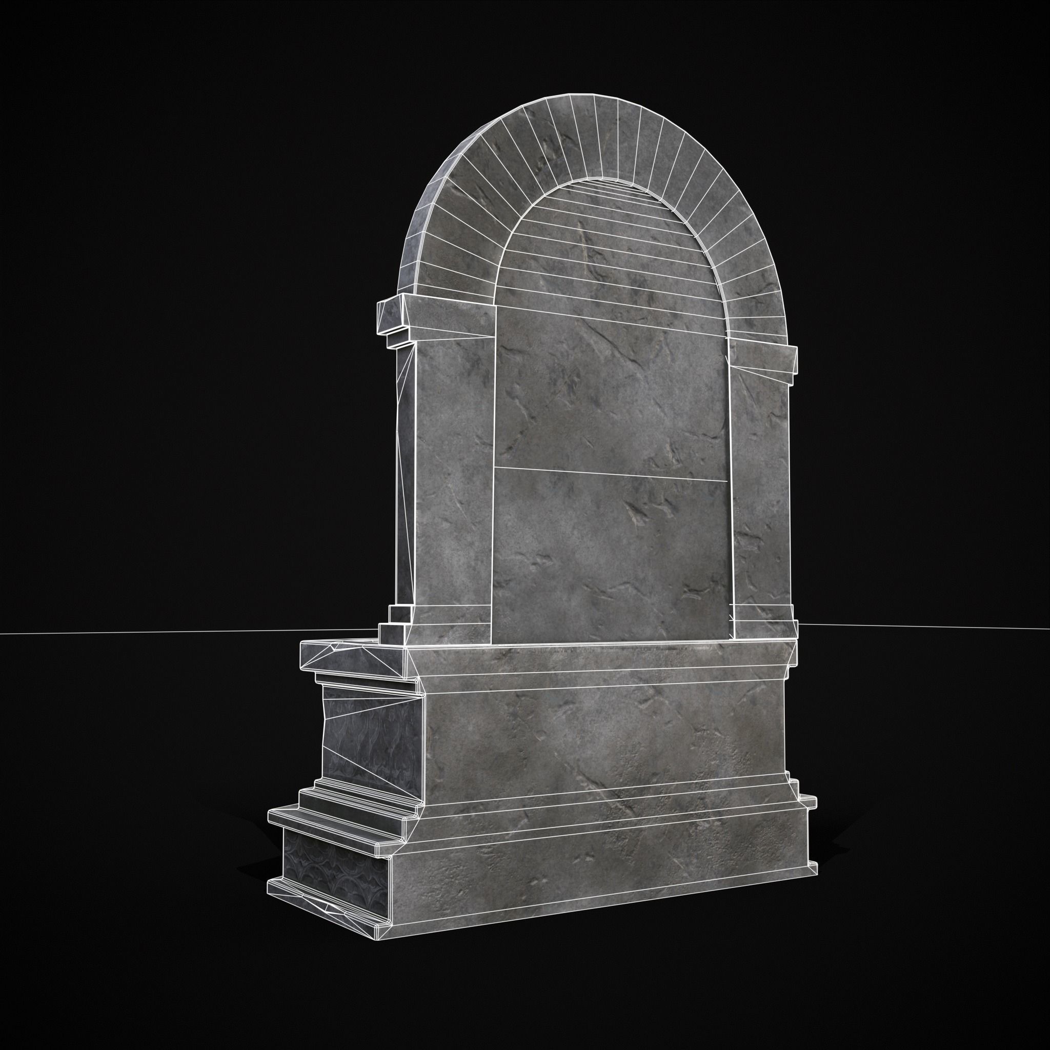 Gothic Wall Water Fountain Low-poly 3D model_4
