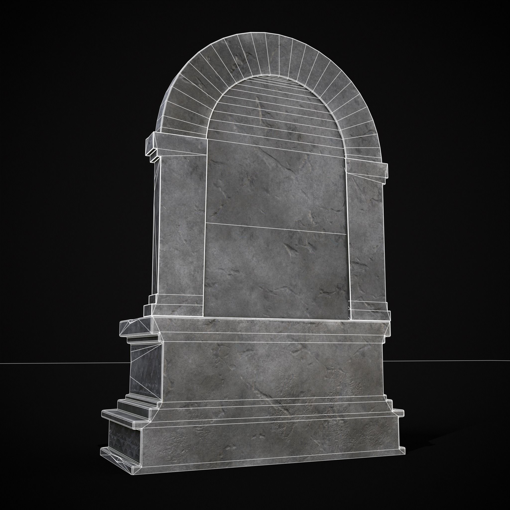 Gothic Wall Water Fountain Low-poly 3D model_12
