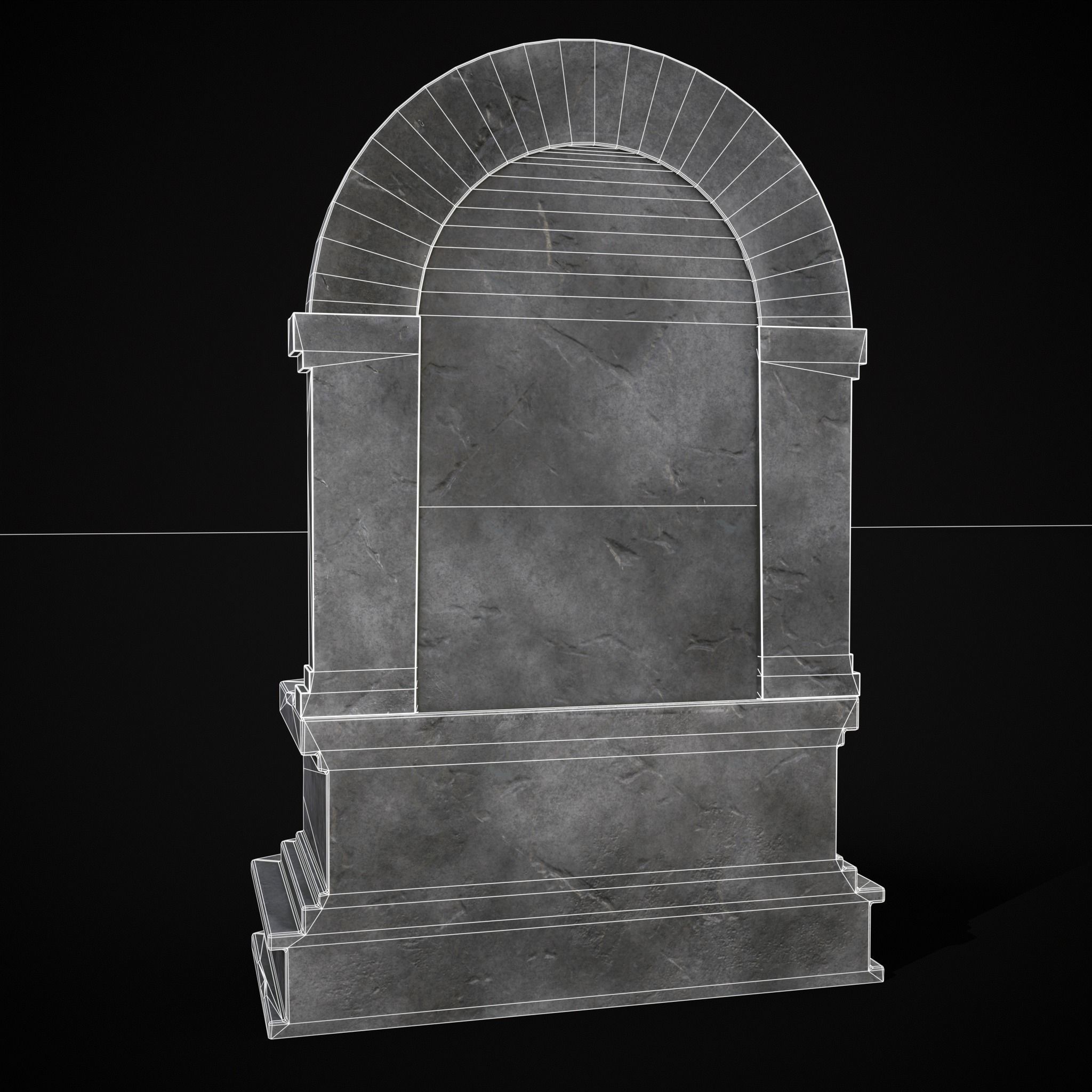 Gothic Wall Water Fountain Low-poly 3D model_24