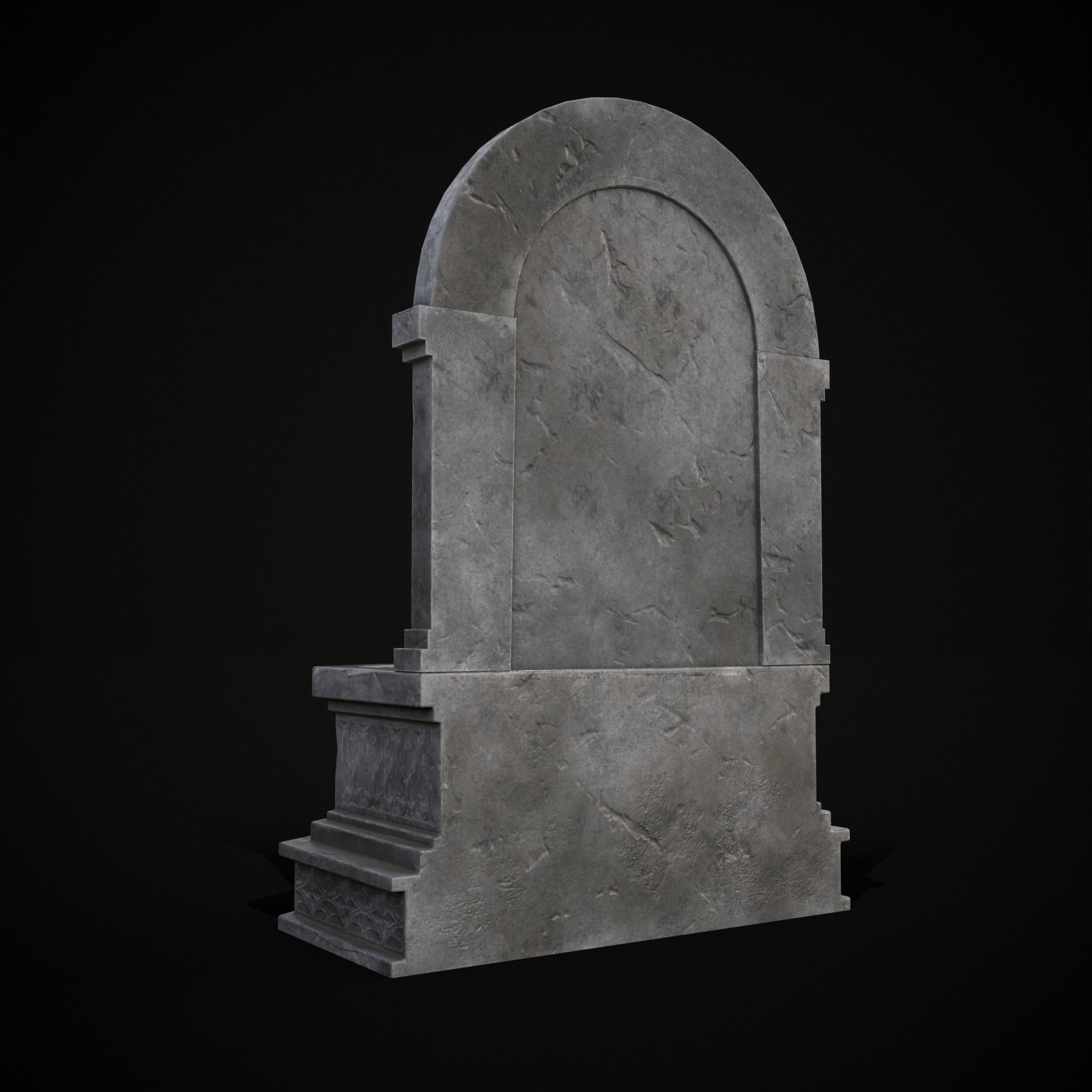 Gothic Wall Water Fountain Low-poly 3D model_3