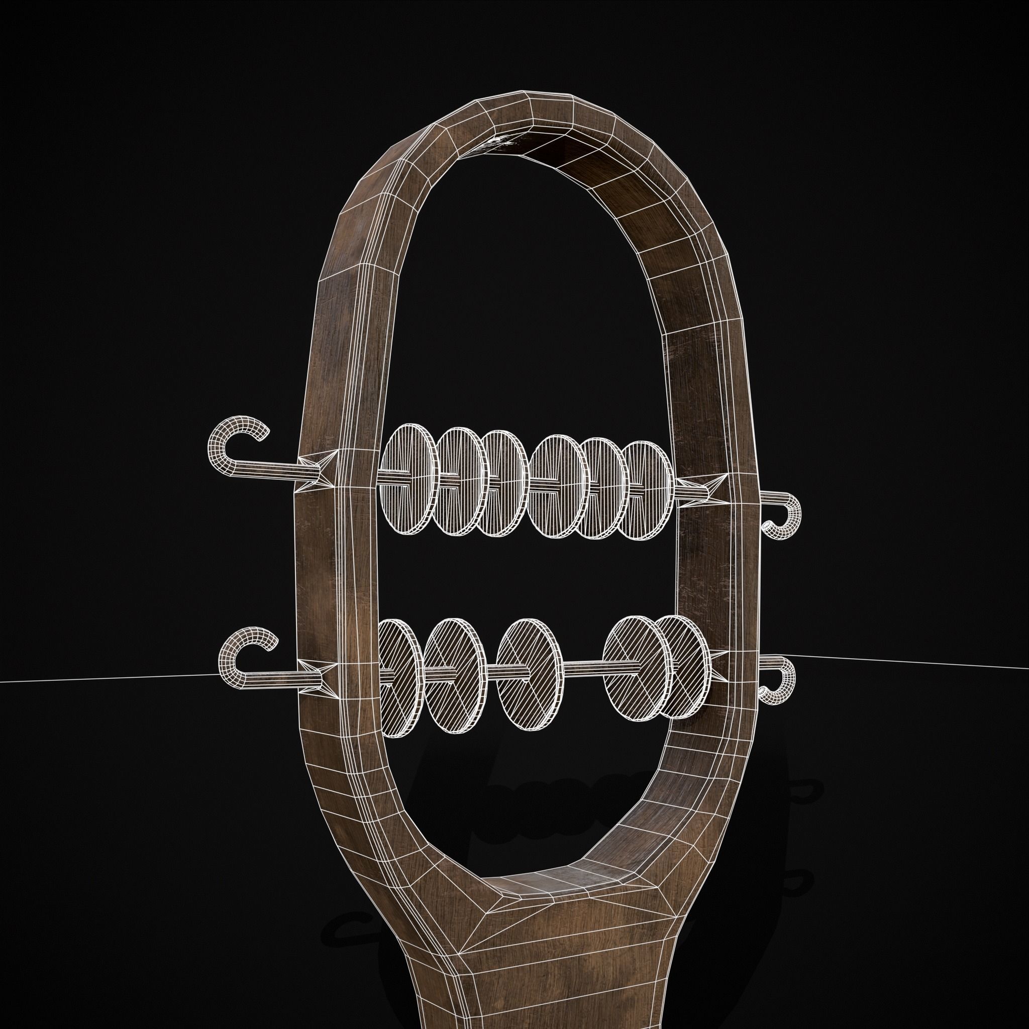 Small Wooden Baby Rattle Low-poly 3D model_16