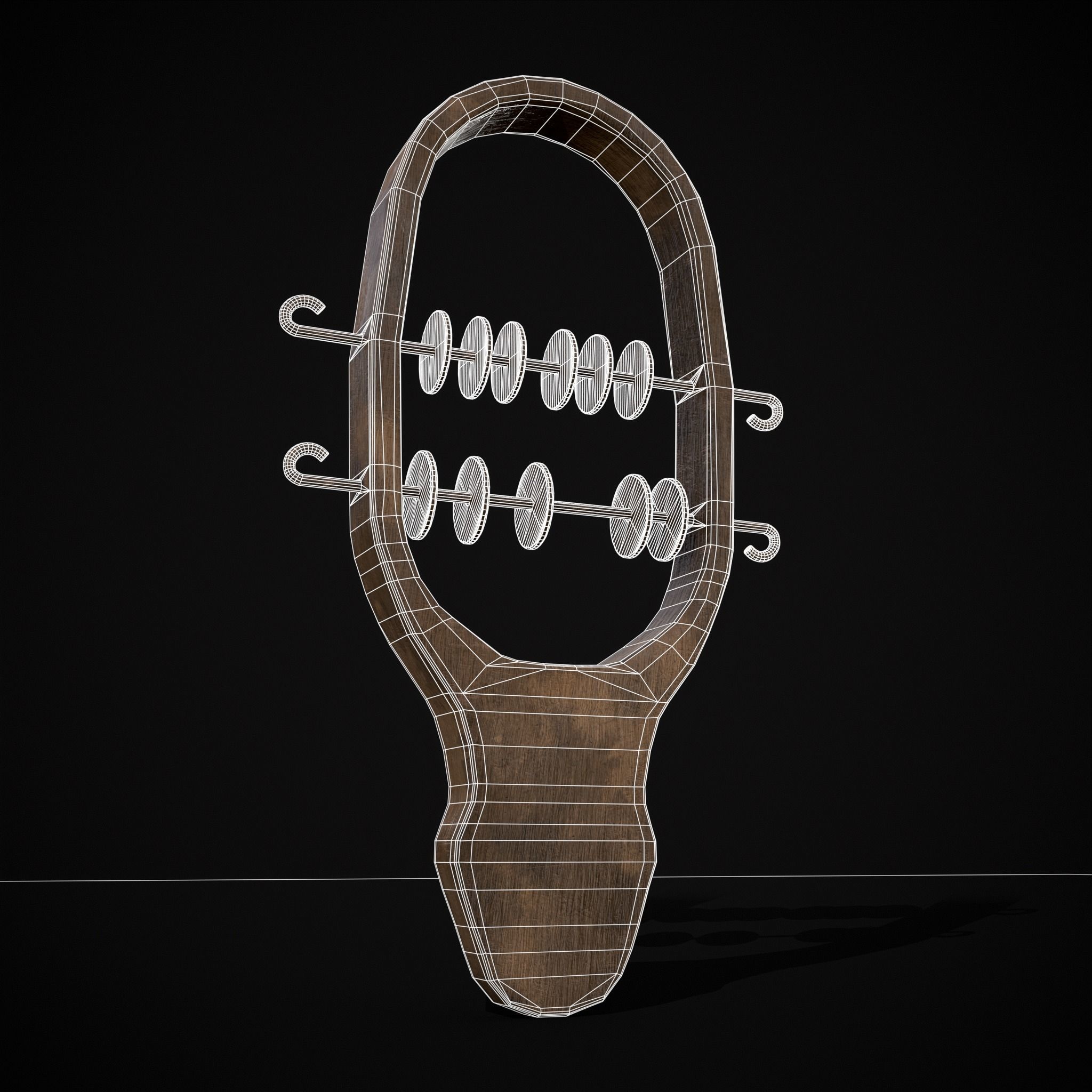 Small Wooden Baby Rattle Low-poly 3D model_6
