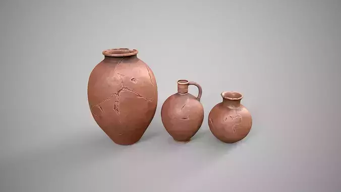 Clay Vessels Low-poly 3D model