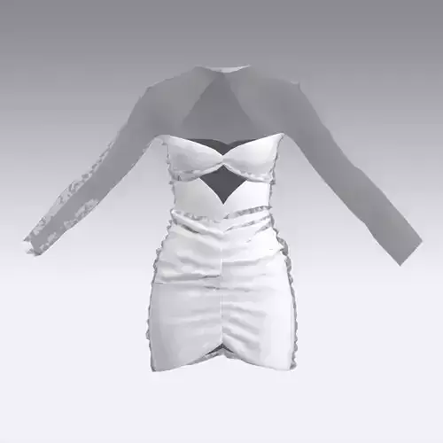 Dress white elastic heart shape neckline little white dress v