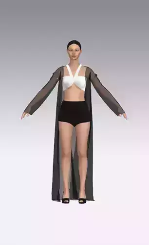 Long cardigan black long bra white and