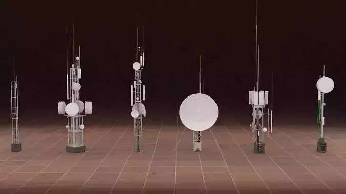 Radio Antenna and Satellite Collection - 6pcs 3D model
