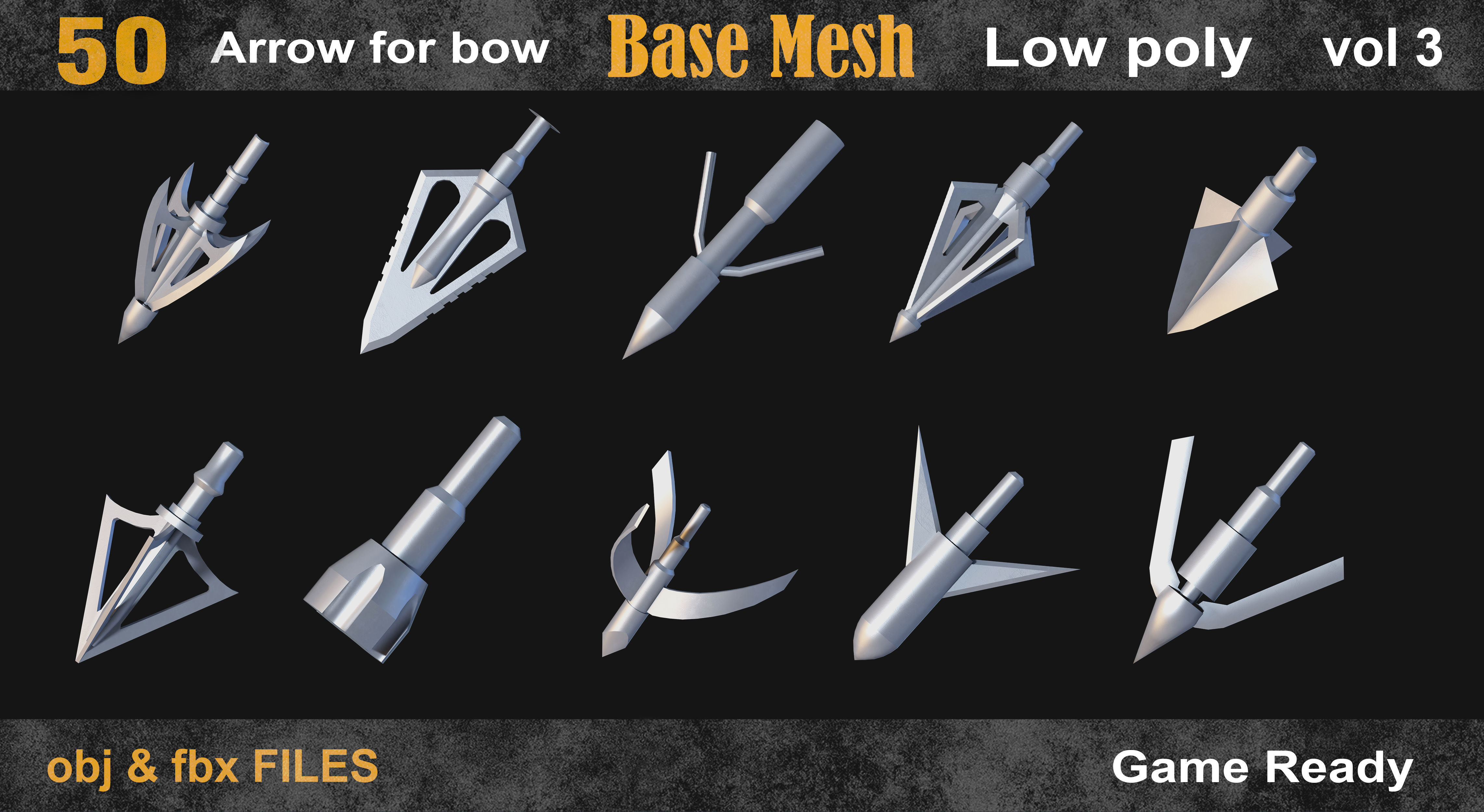 50 Arrow for bow basemesh vol 3 Low-poly 3D model_5