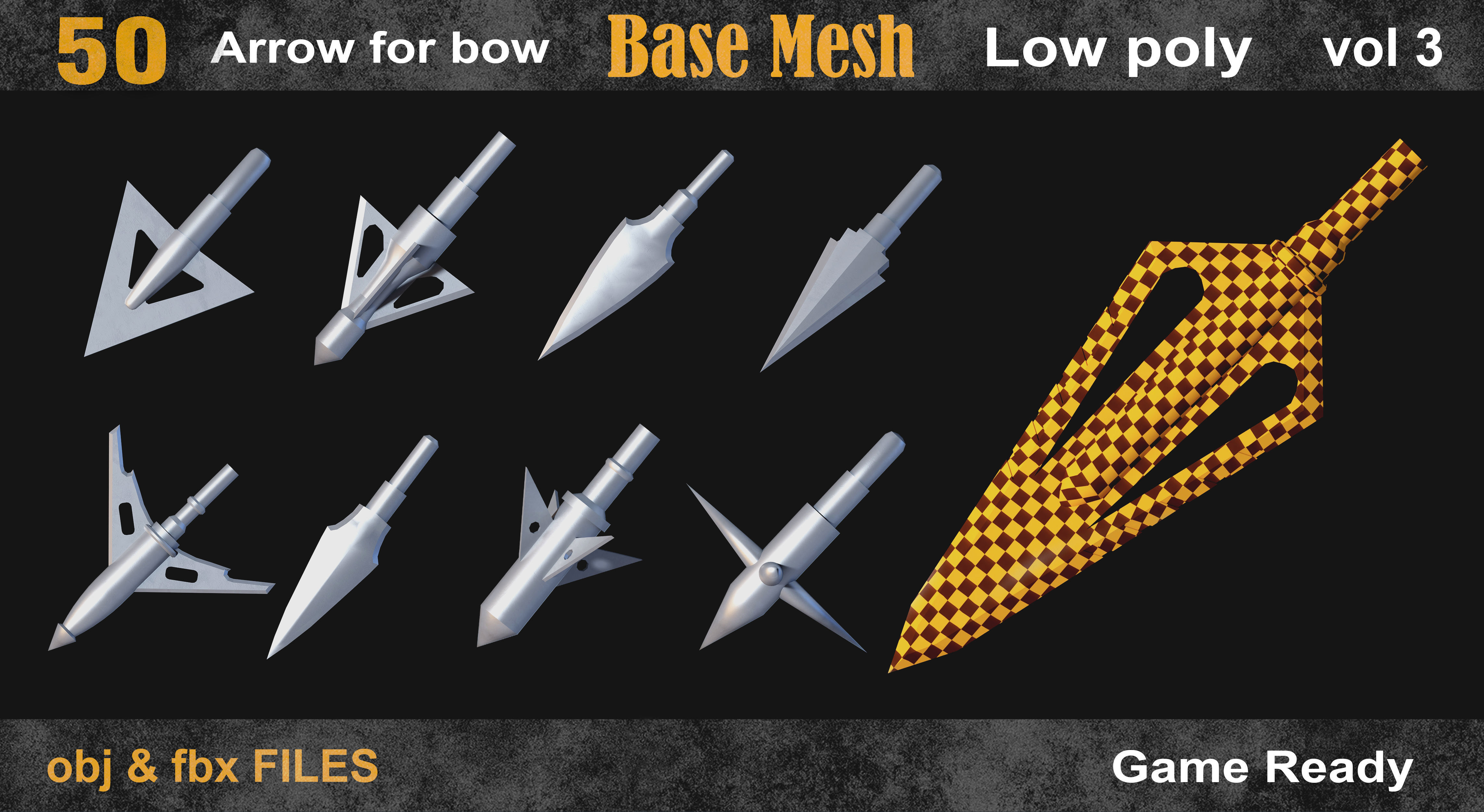 50 Arrow for bow basemesh vol 3 Low-poly 3D model_2
