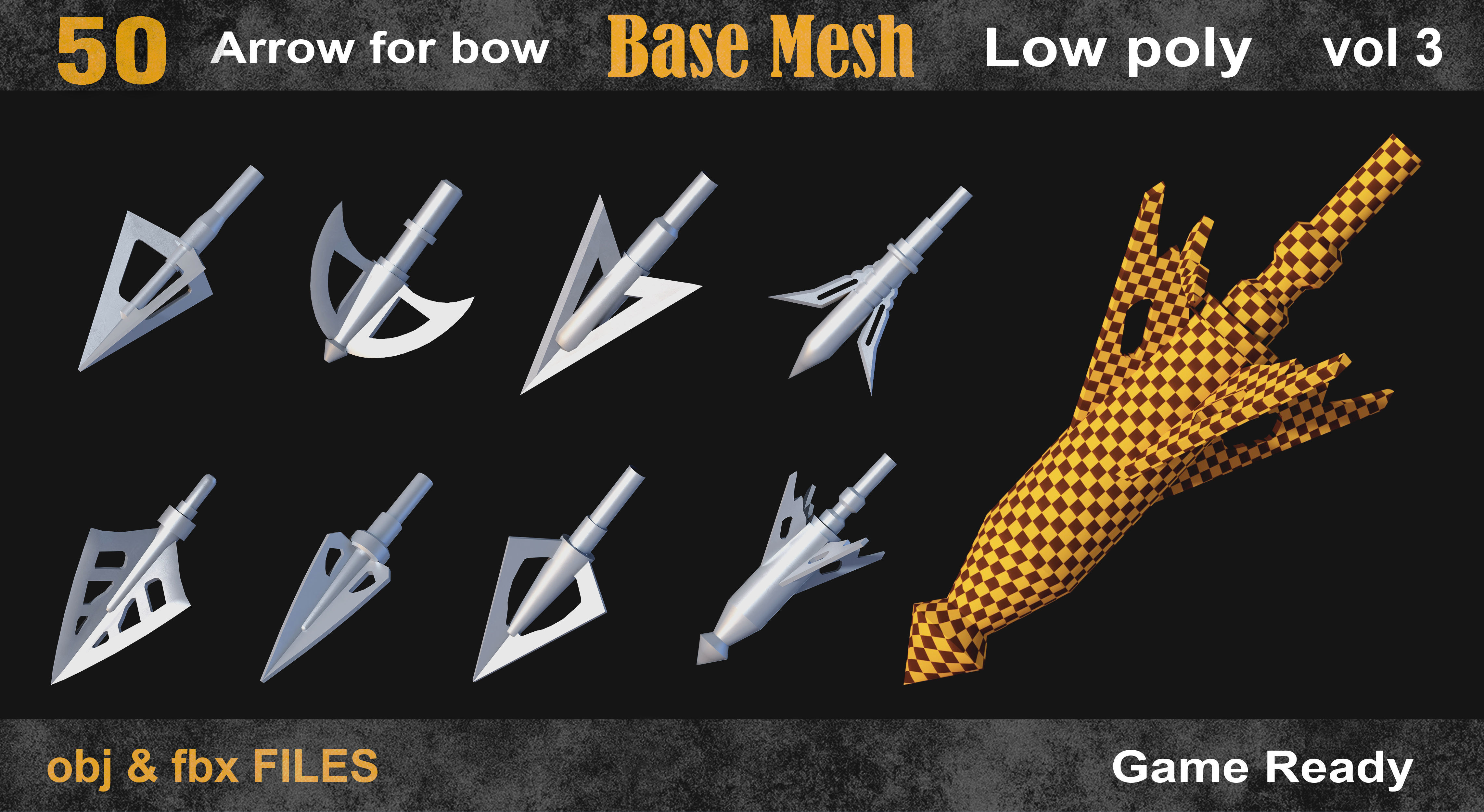 50 Arrow for bow basemesh vol 3 Low-poly 3D model_1