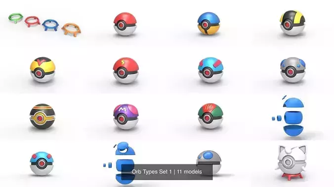Orb Types Set 1 3D Model Collection
